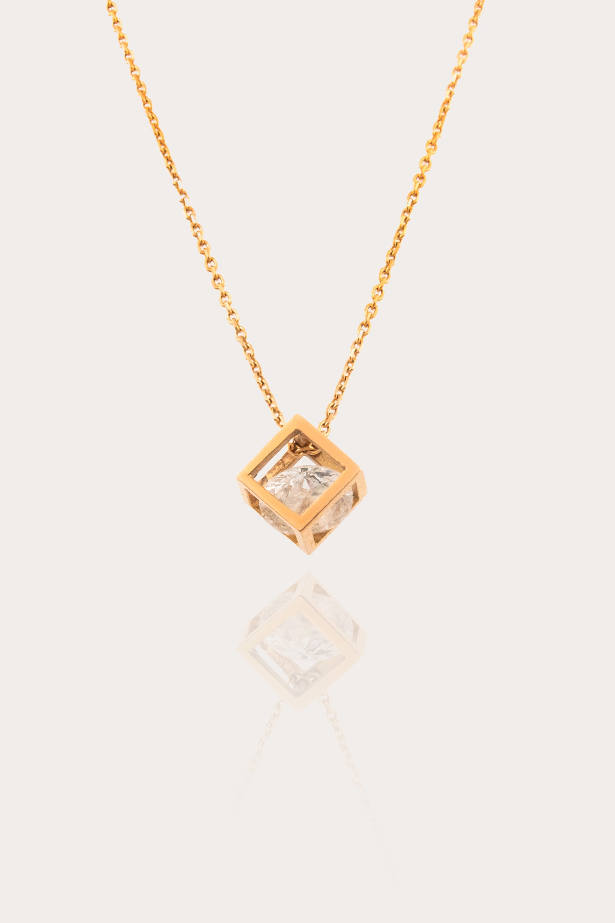 14K Gold Cube Necklace