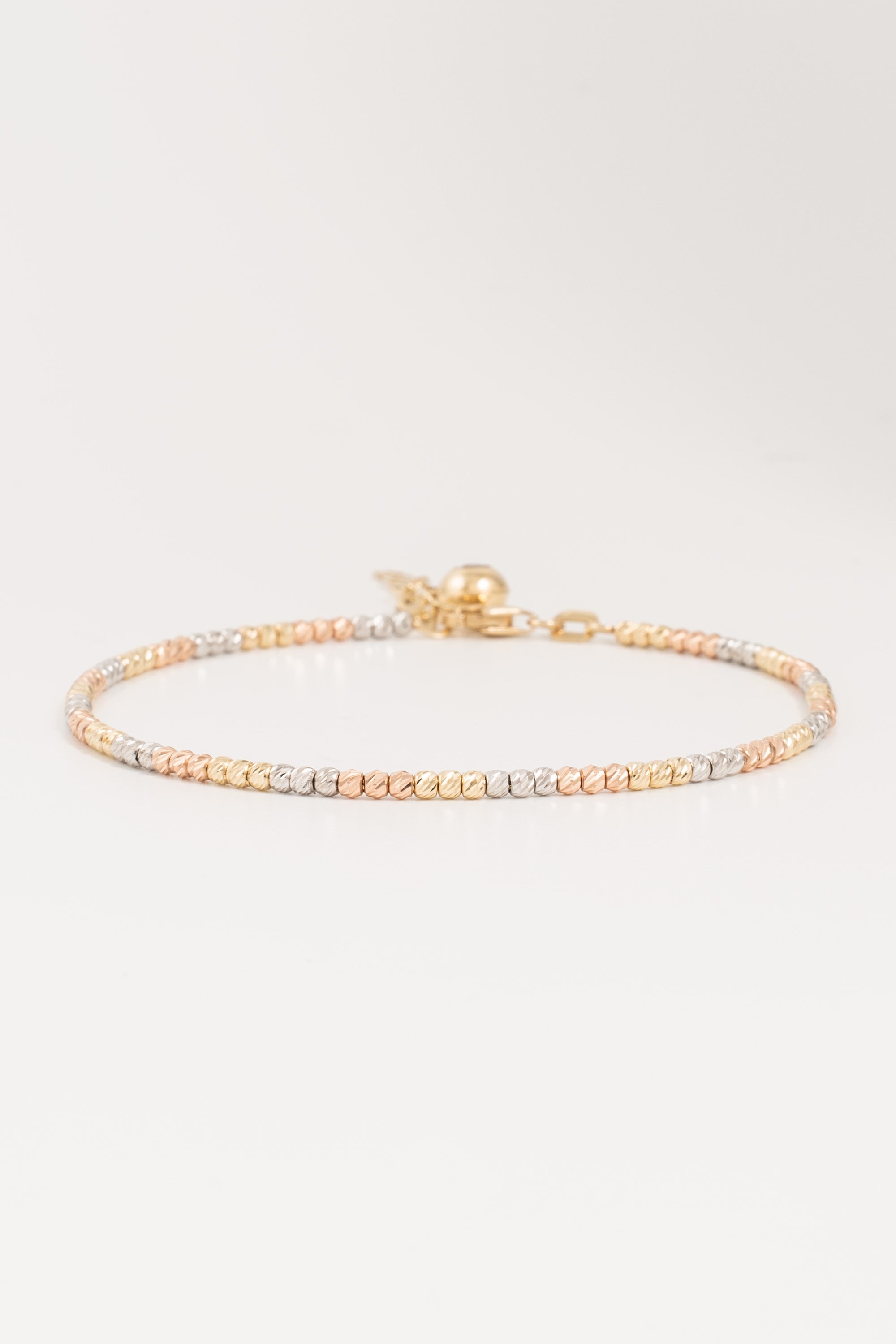 14K Gold Tri Color Beaded Bracelet