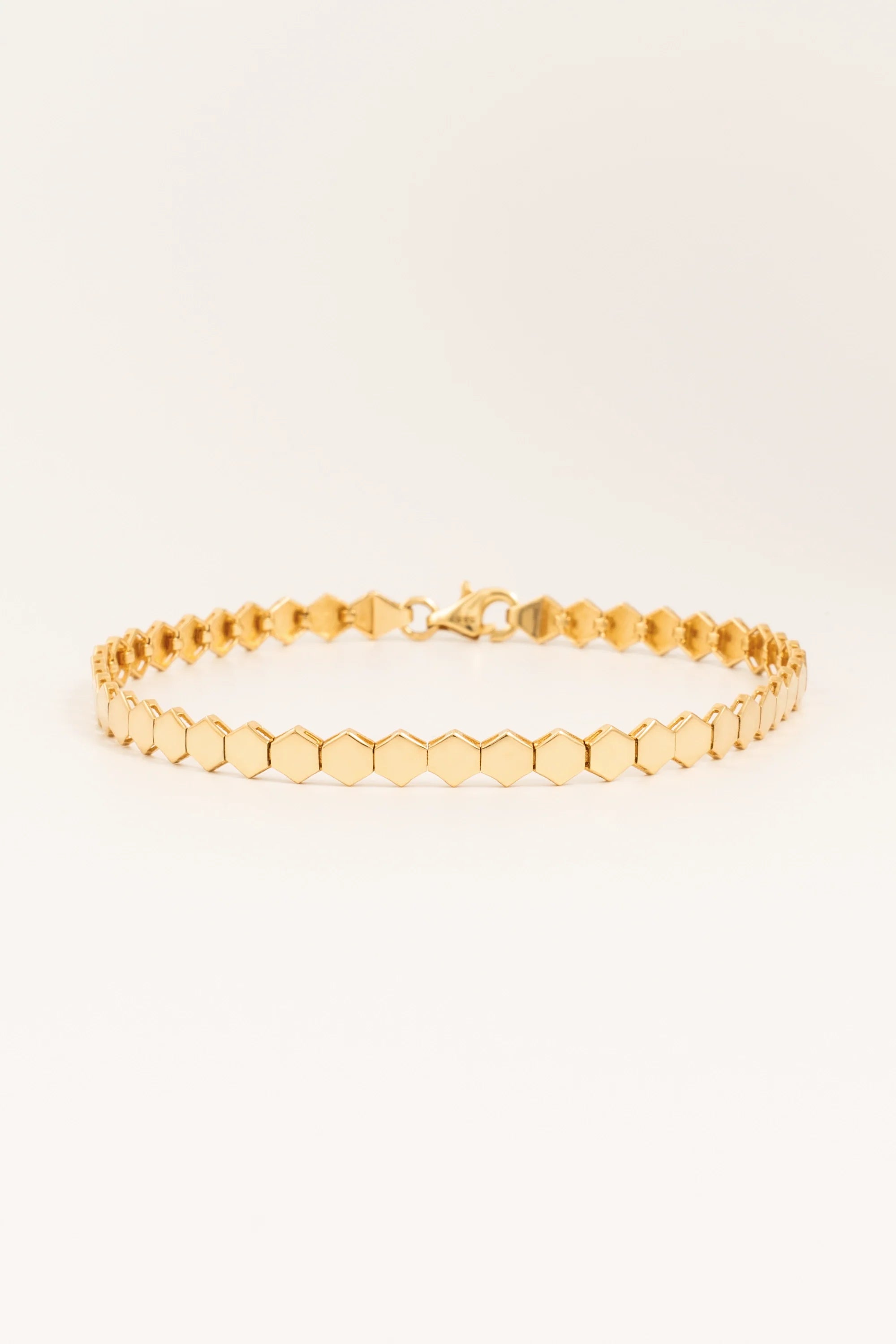 14K Gold Hexagonal Honeycomb Bracelet
