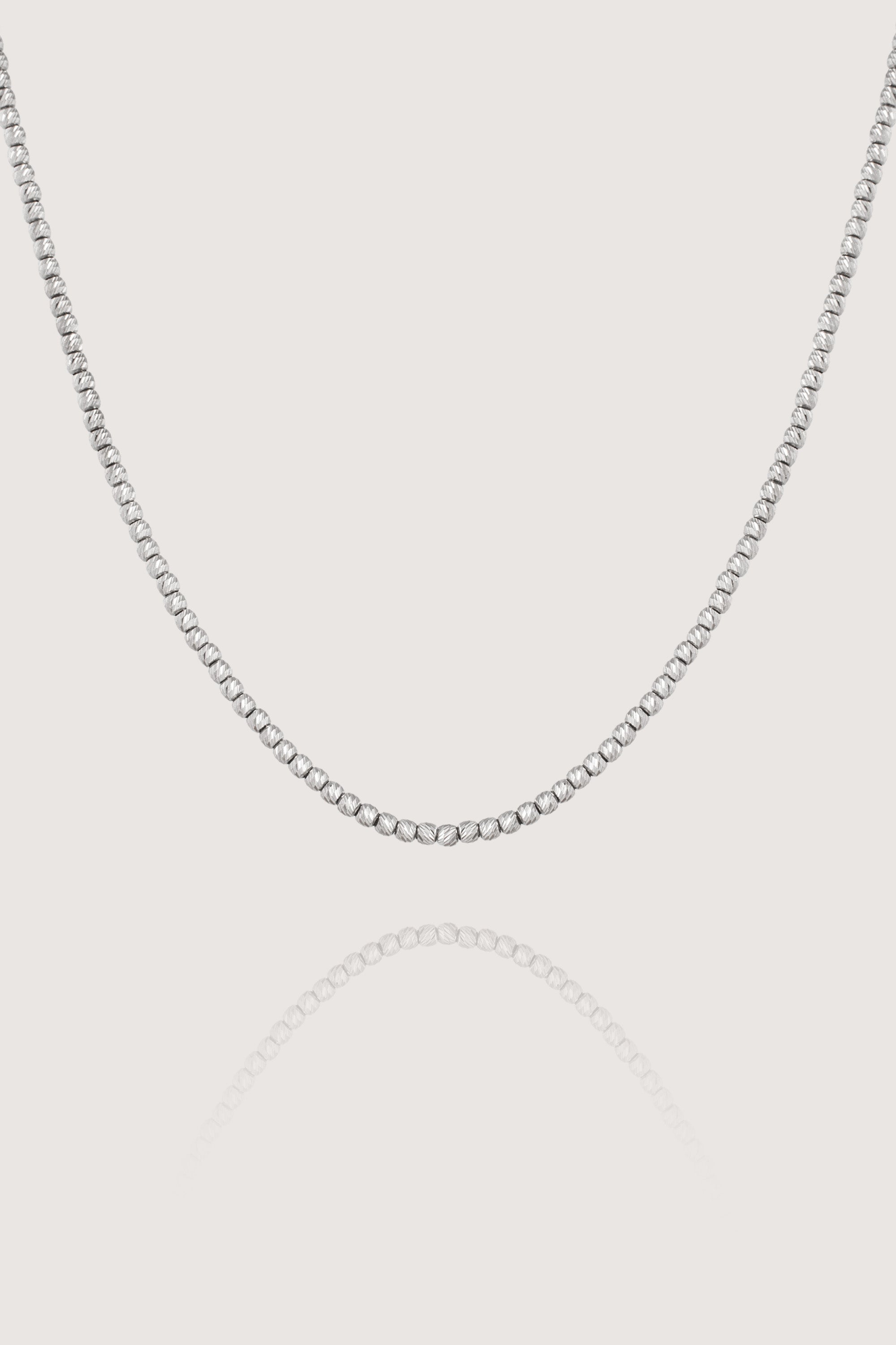 14K White Gold Beaded Chain Necklace