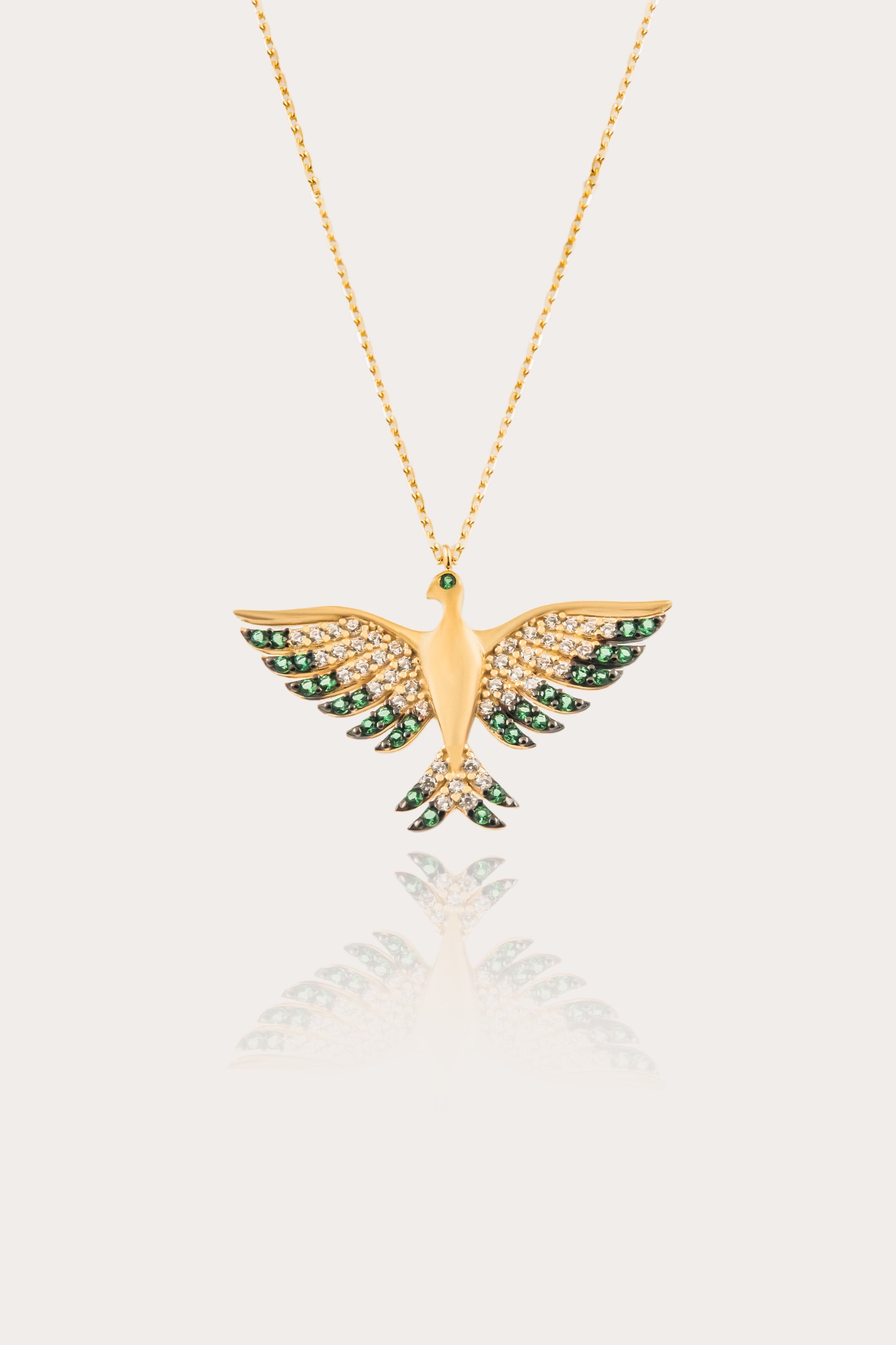 14K Gold Phoenix Bird Necklace