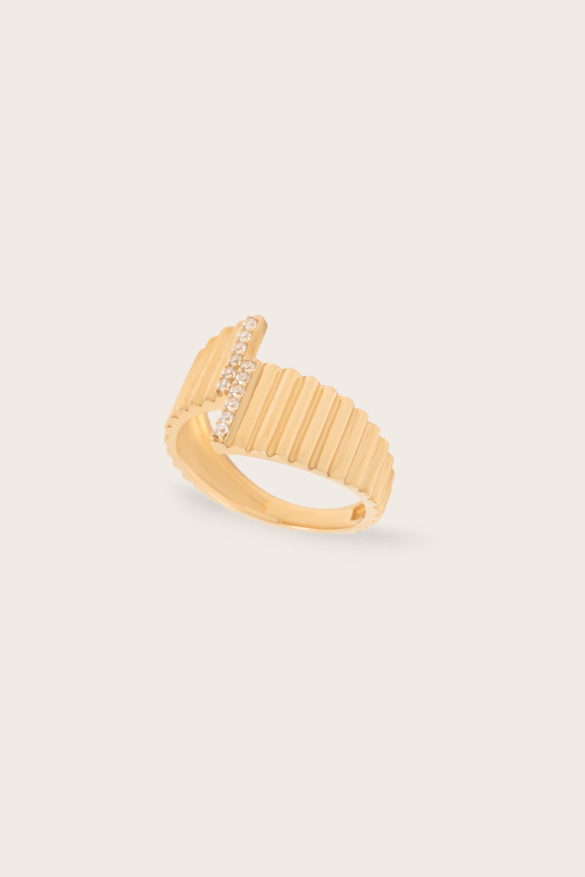 14K Gold Wave Geometric Wedding Ring