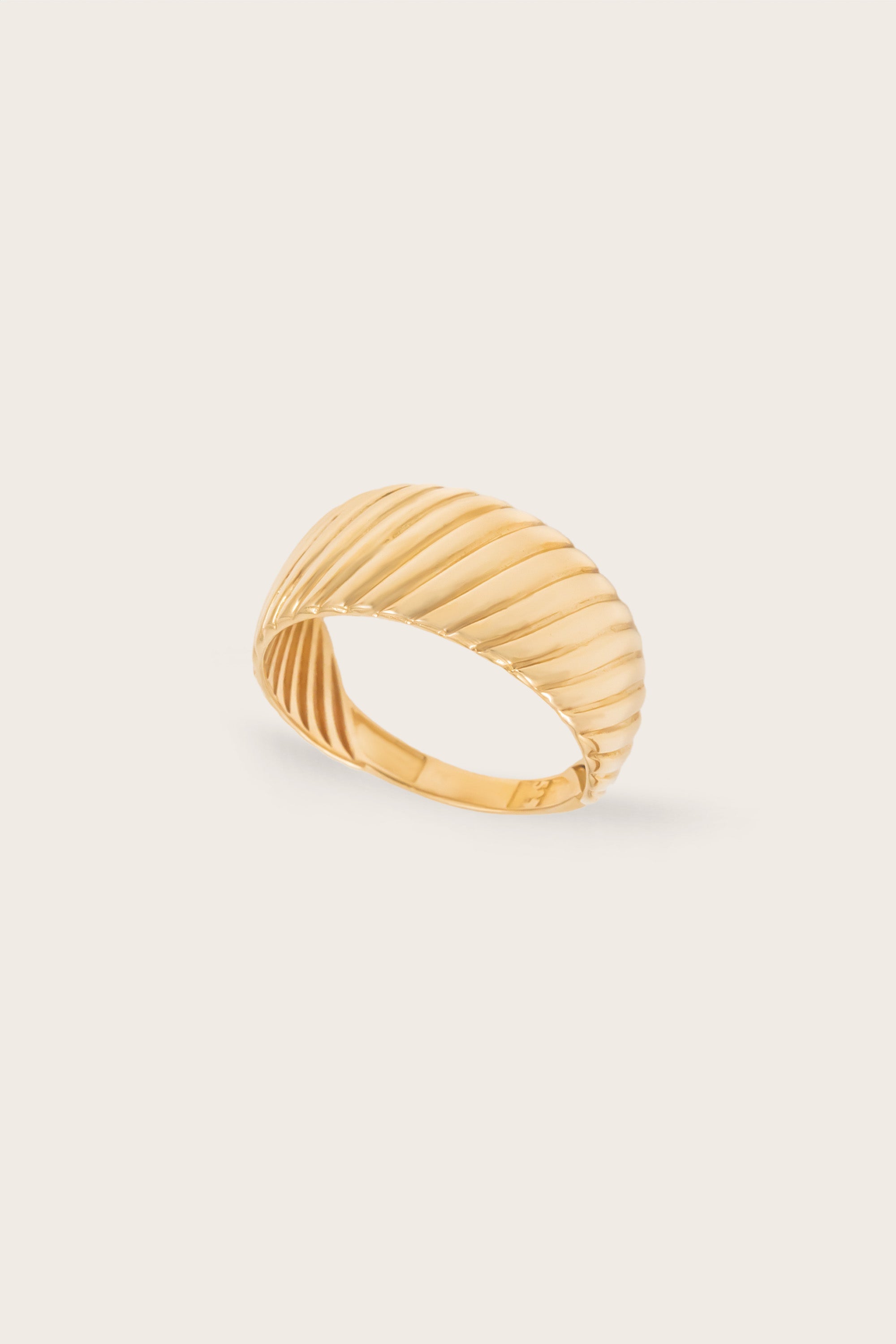 14K Gold Dome Croissant Ring