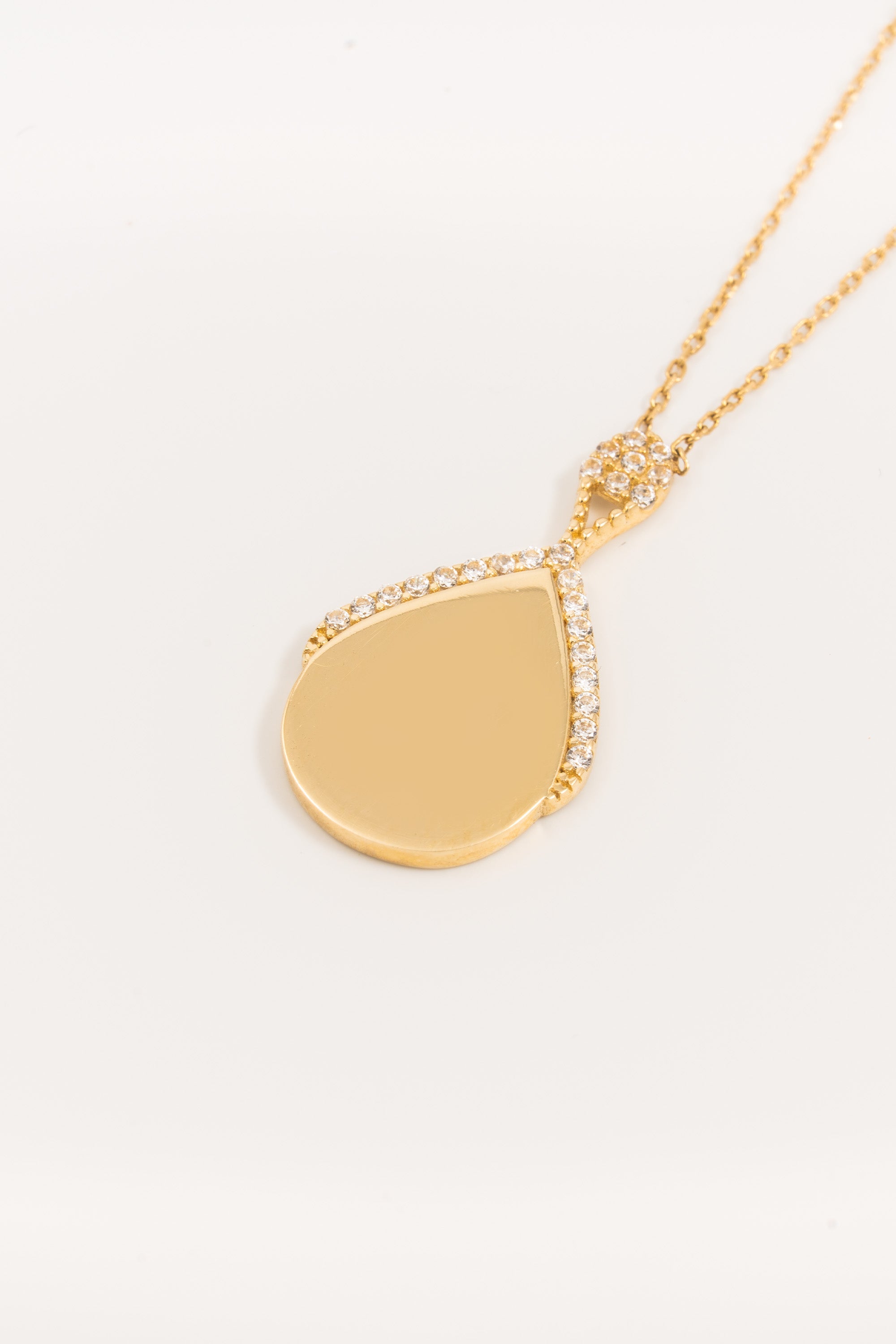 14K Gold Teardrop Zirconia Necklace