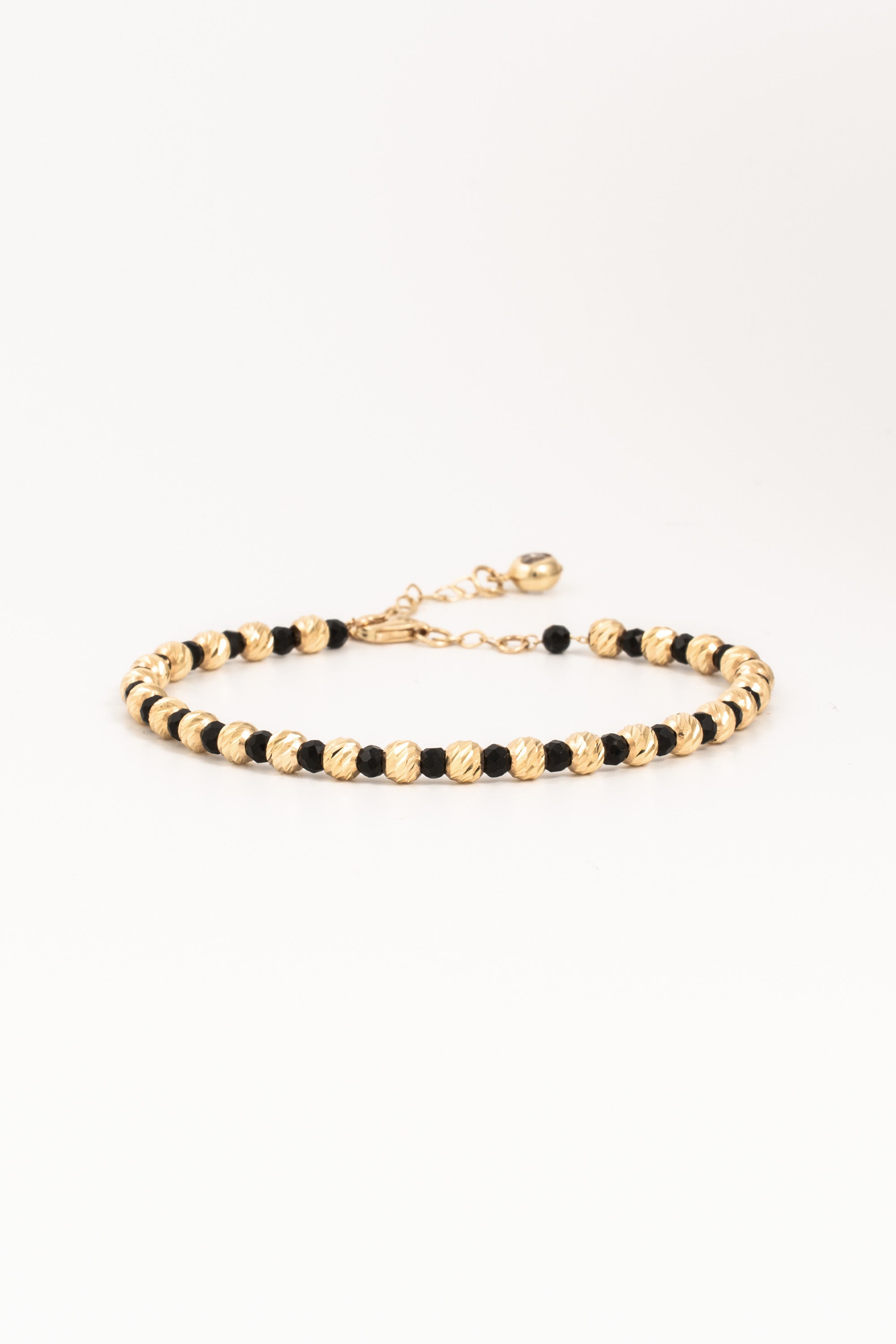 14K Gold Beads and Black Beads Bracelet