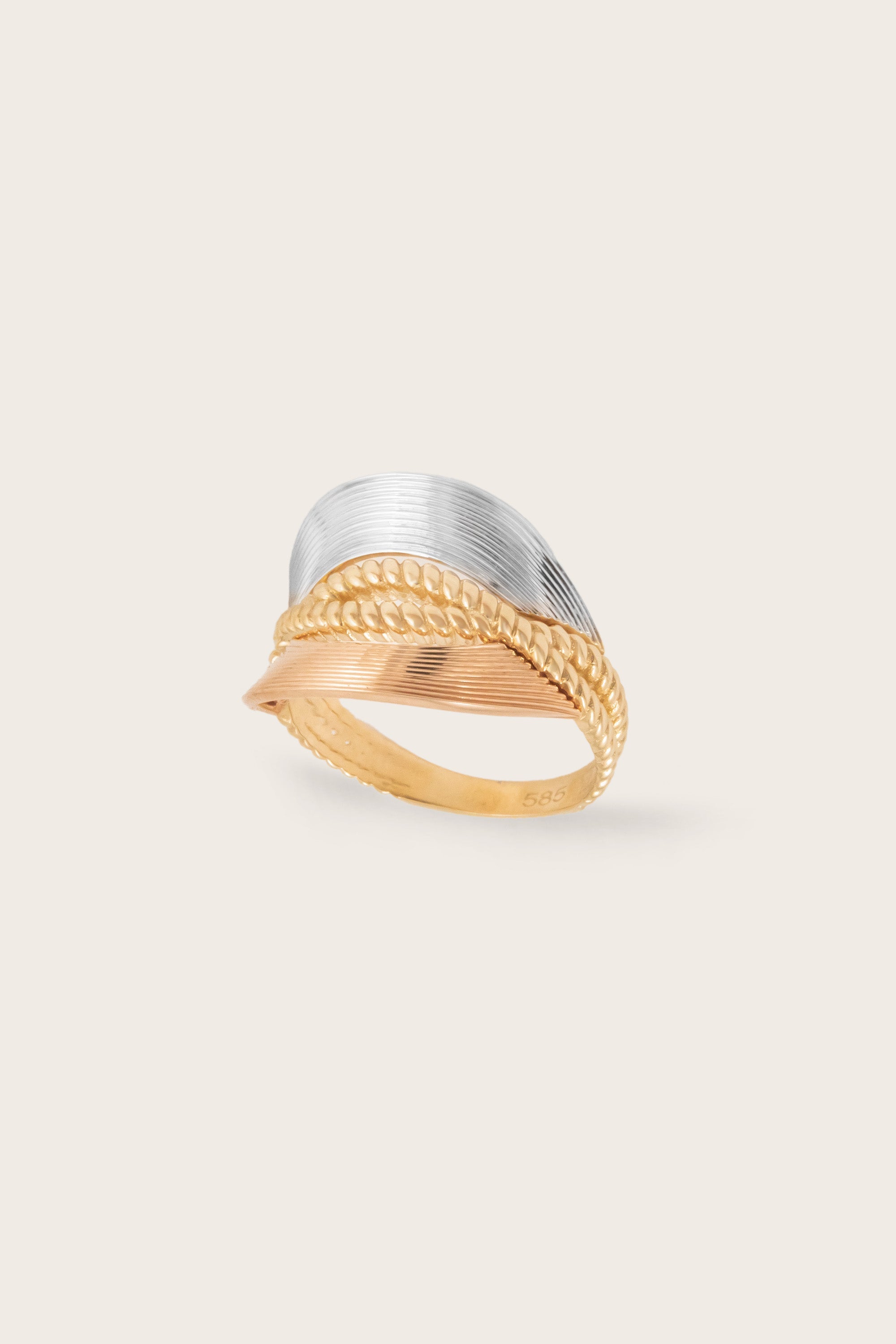 14K Gold Three-Tone Braided Design Ring