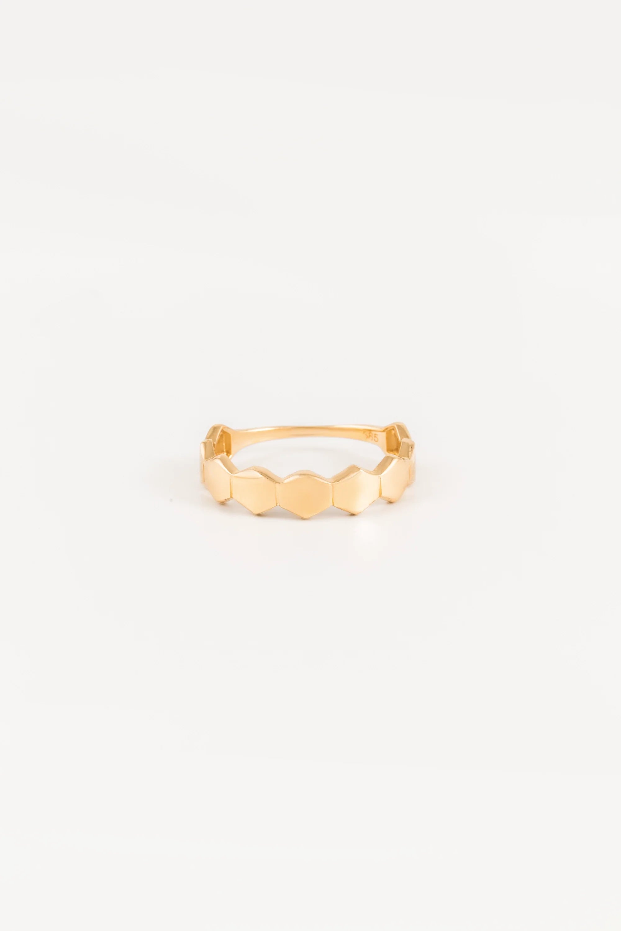 14K Gold Hexagon Ring