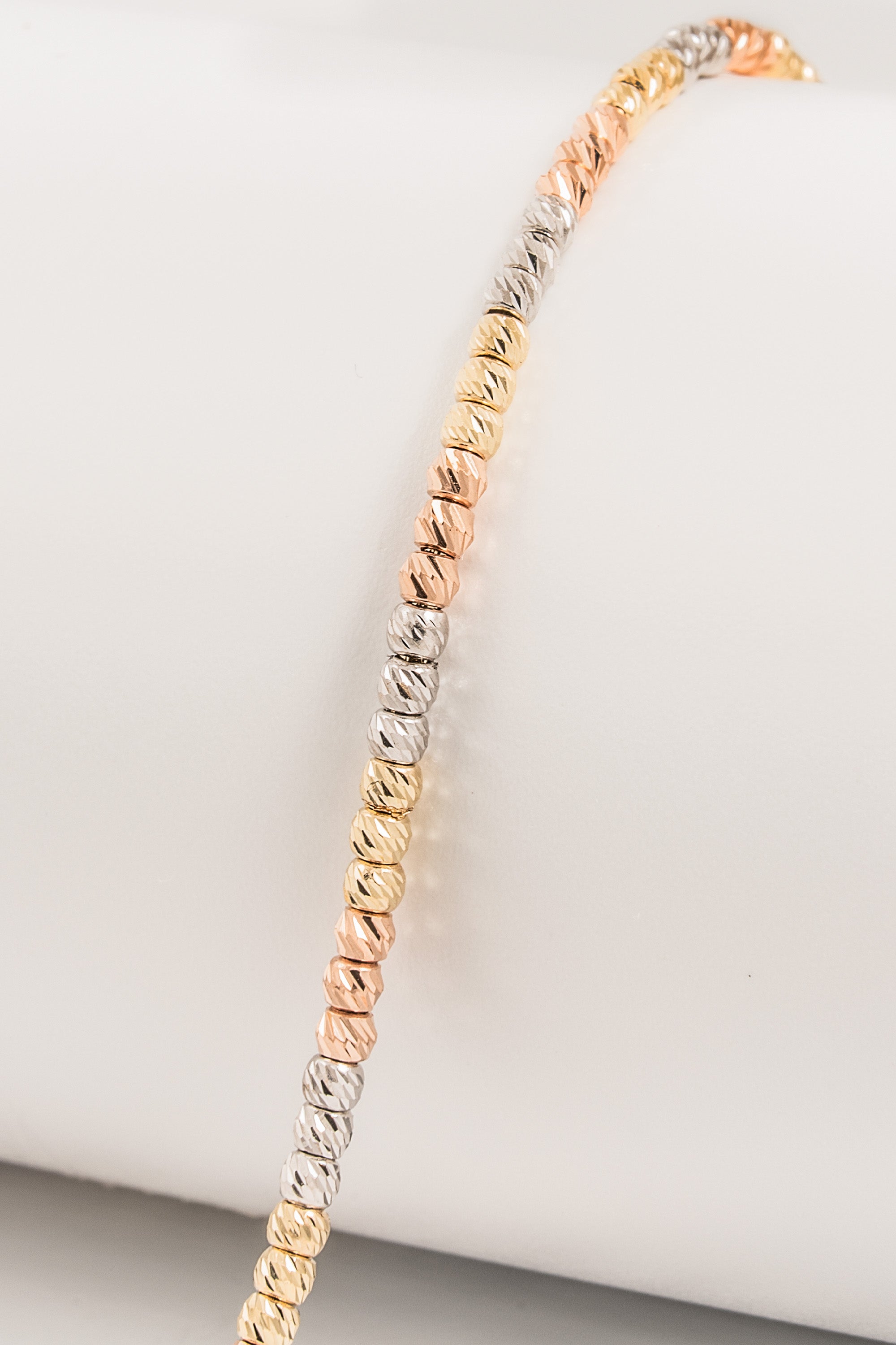 14K Gold Tri Color Beaded Bracelet