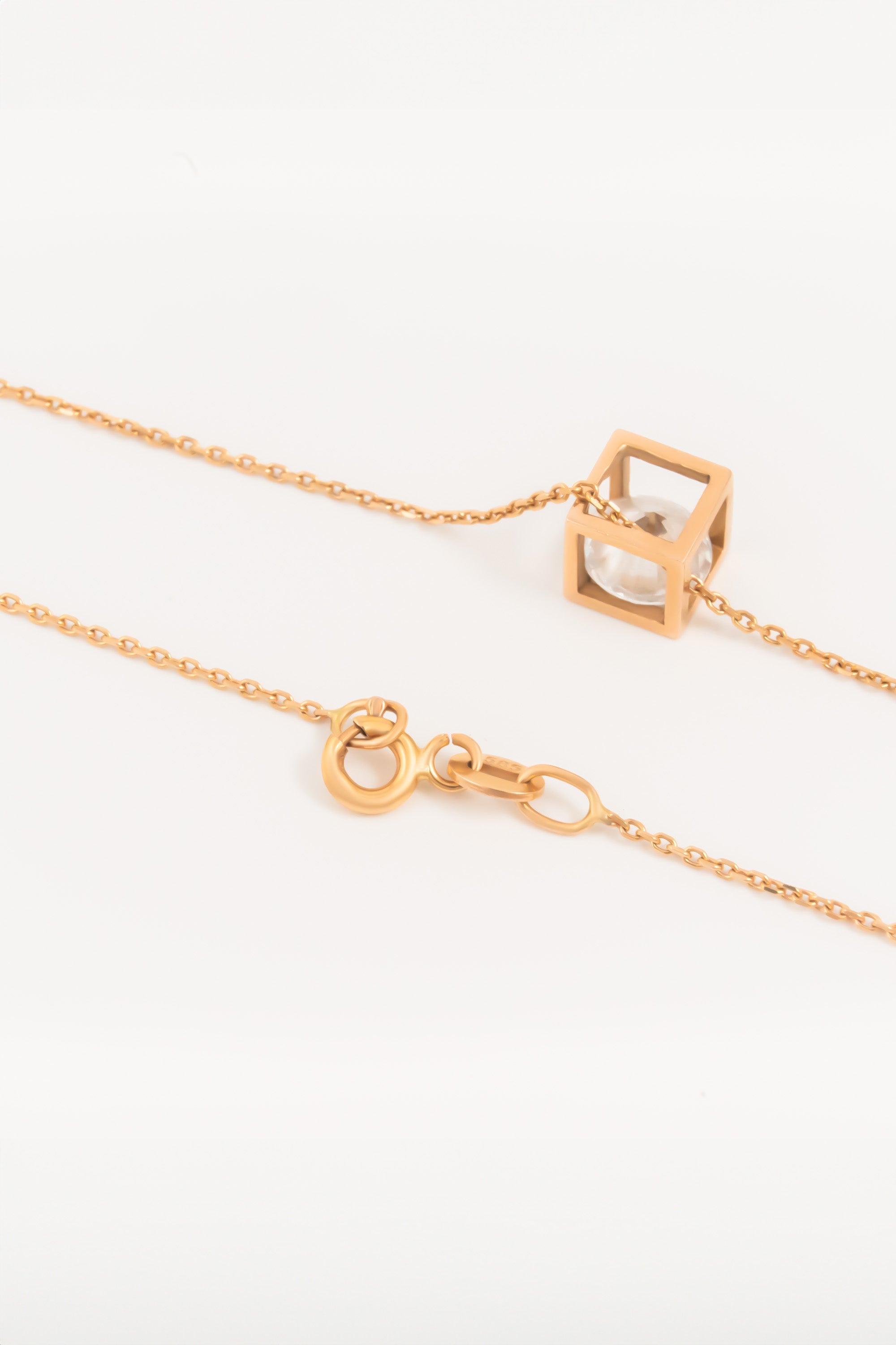 14K Gold Cube Necklace