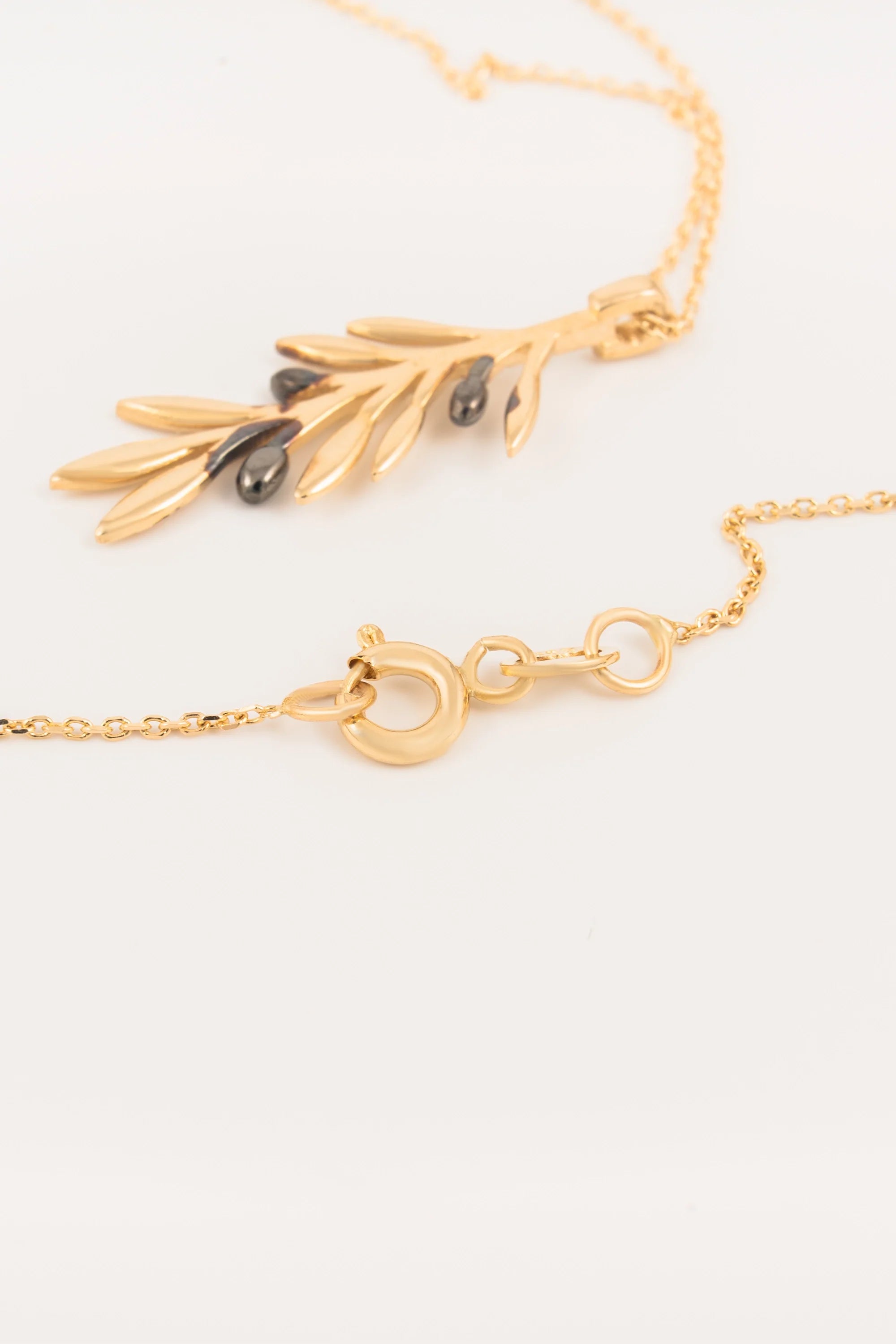 14K Gold Olive Branch Necklace