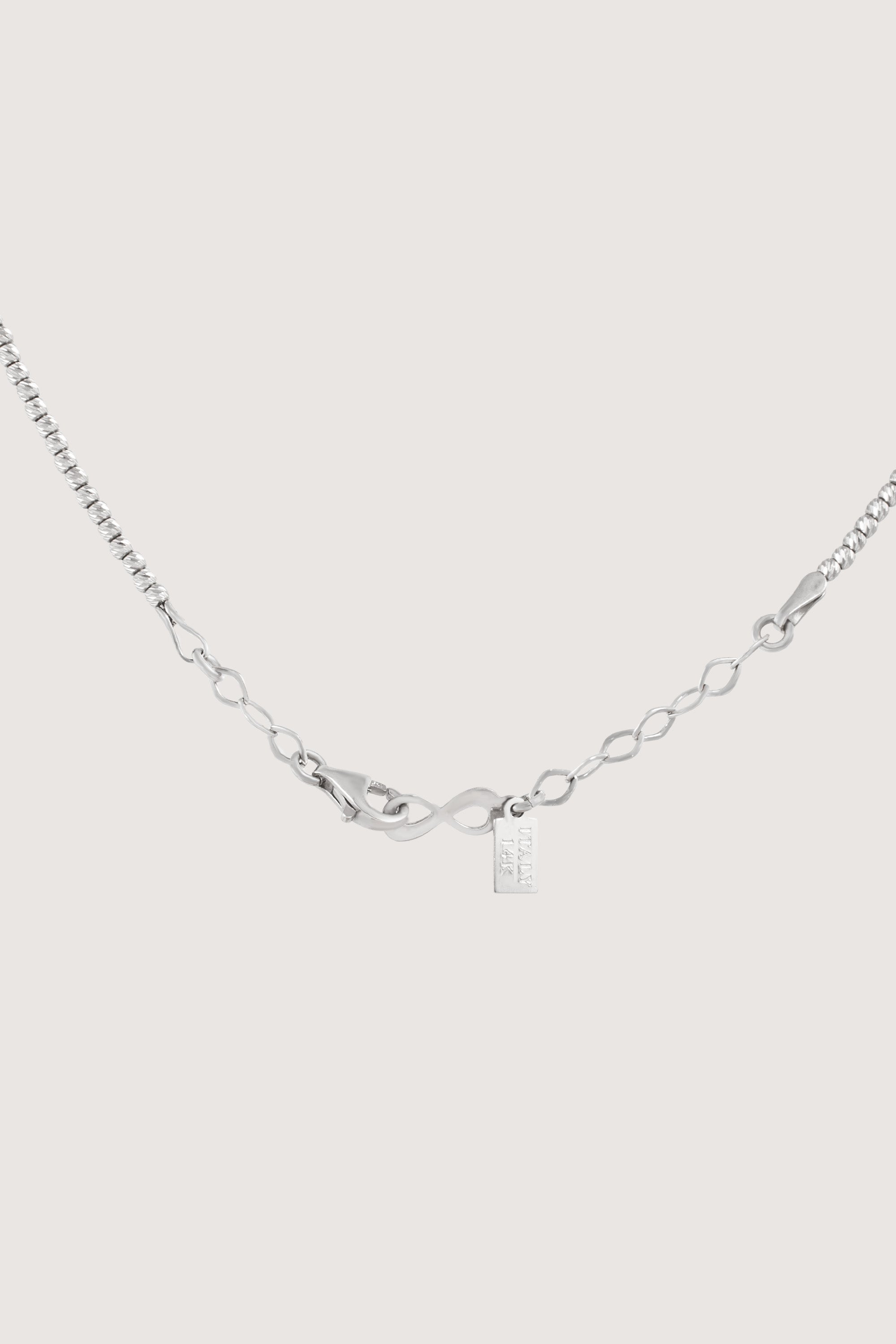 14K White Gold Beaded Chain Necklace