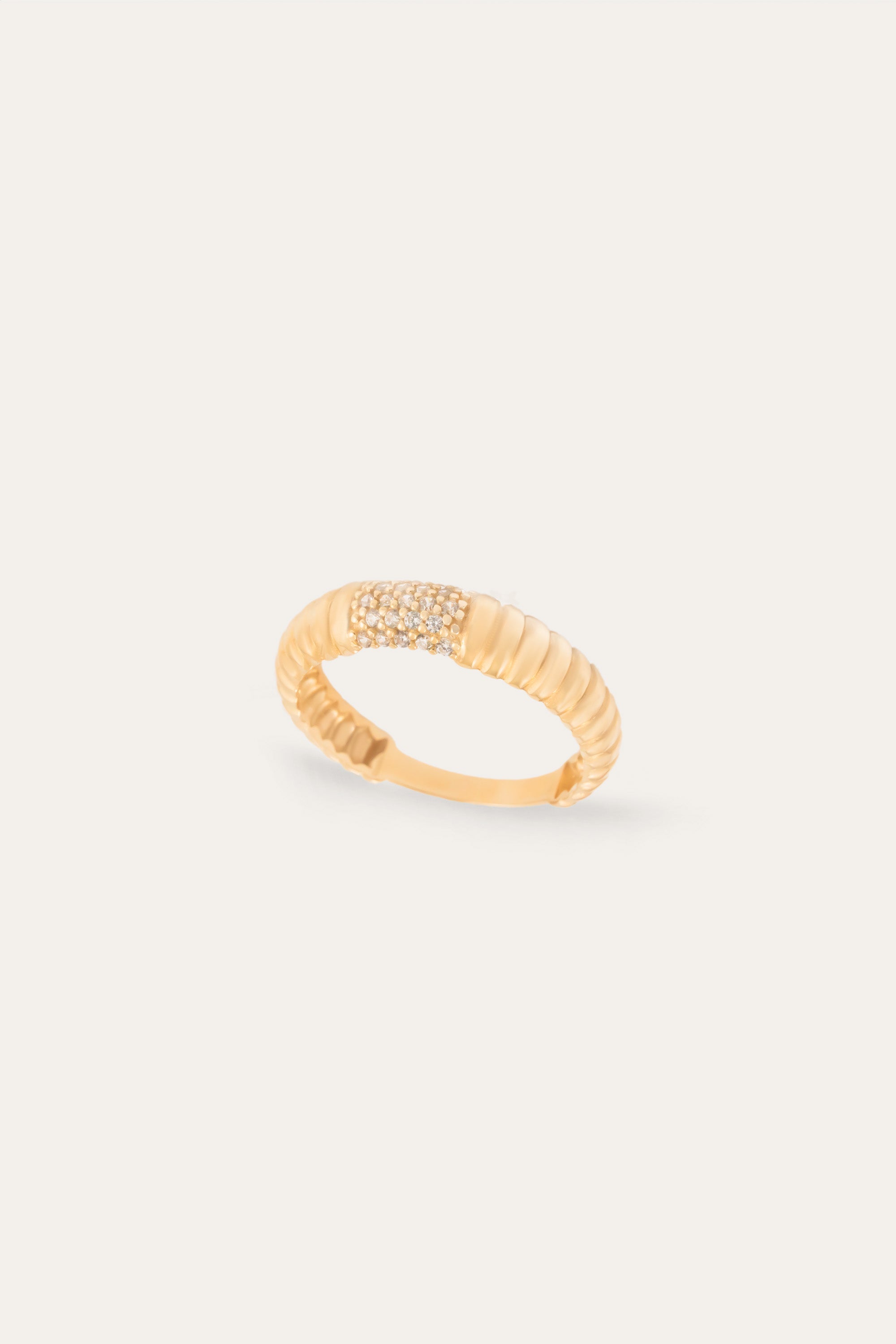 14K Gold Diamond Croissant Ring