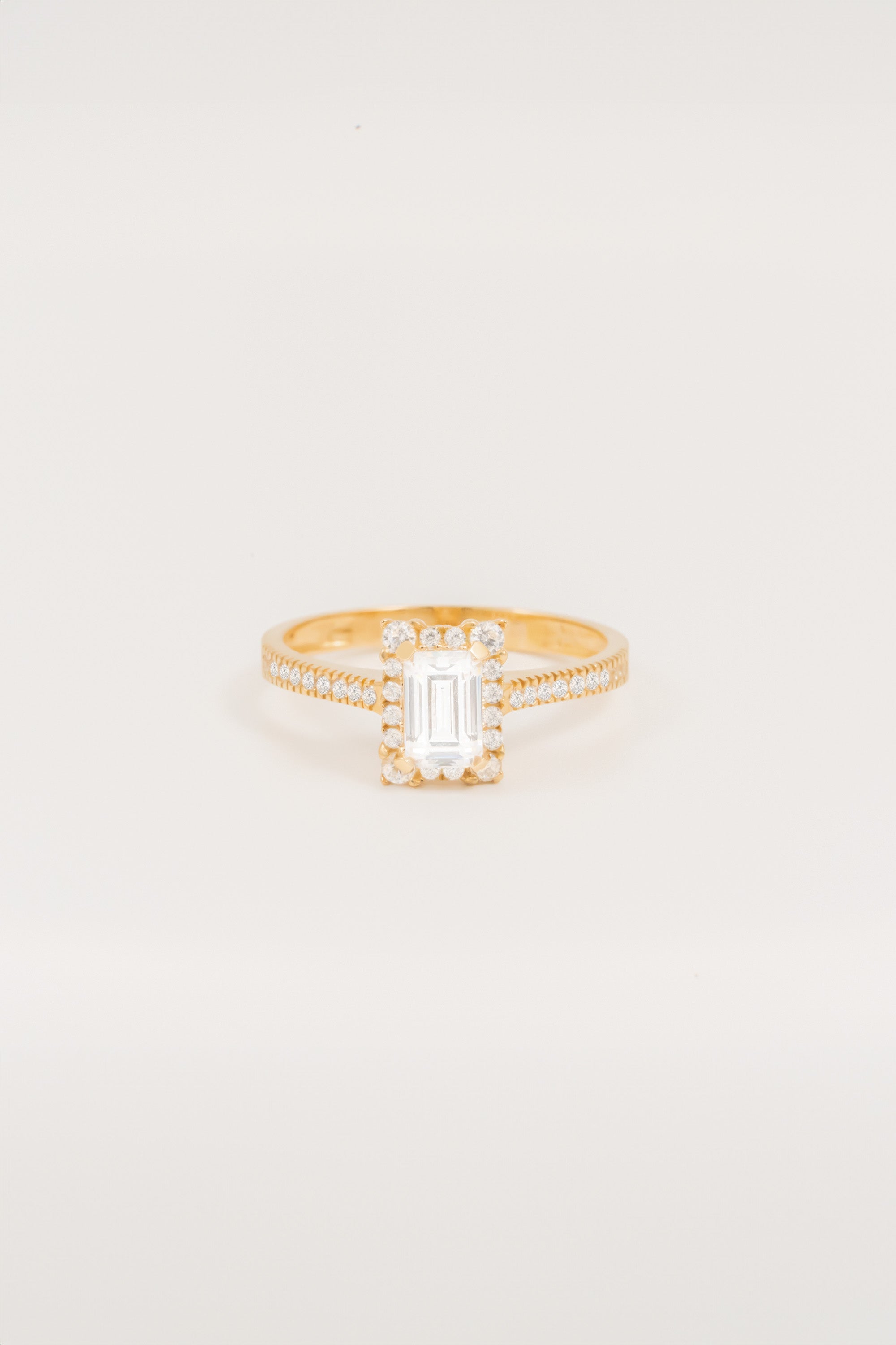 14K Gold Zirconia Halo Solitaire Engagement Ring