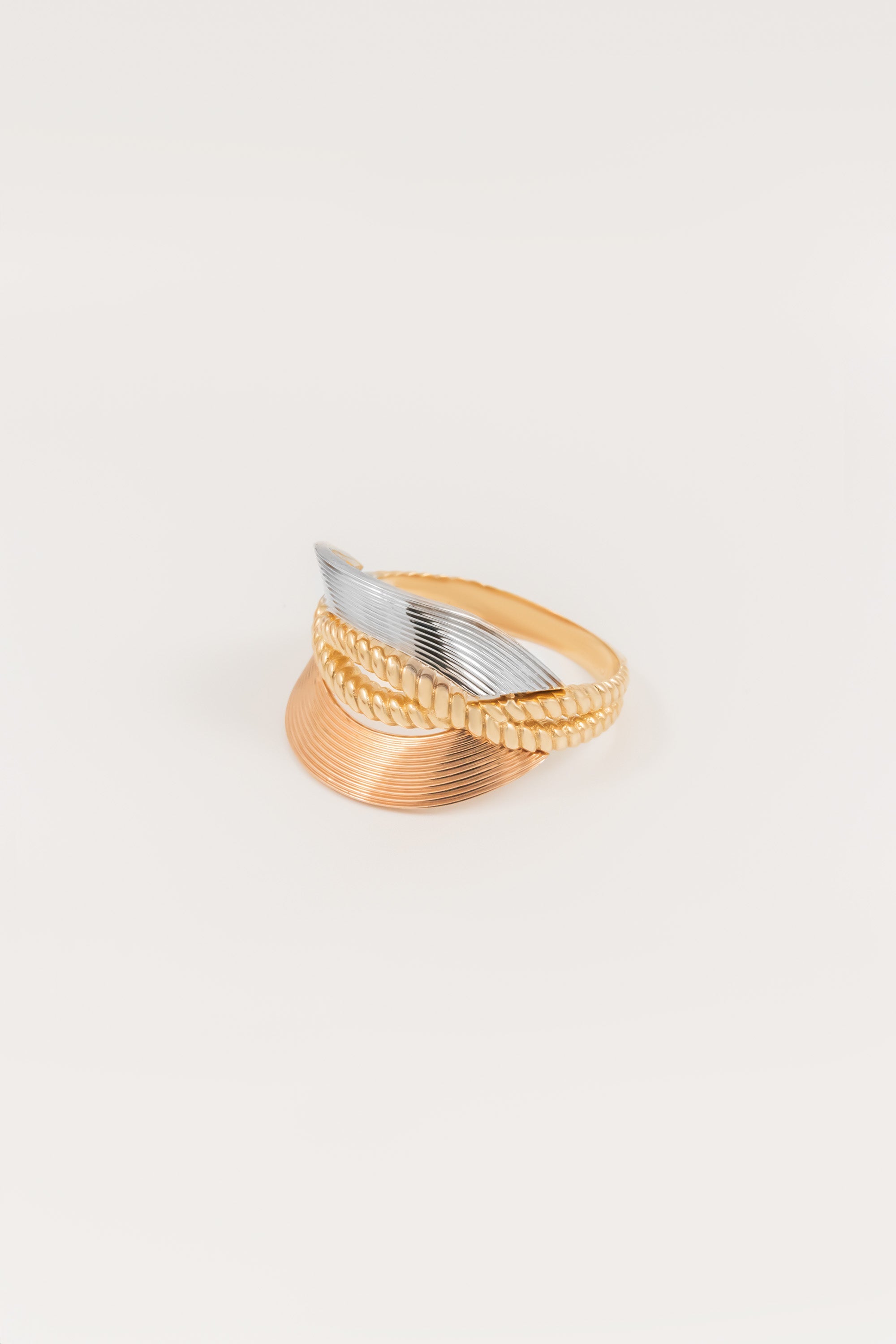 14K Gold Three-Tone Braided Design Ring