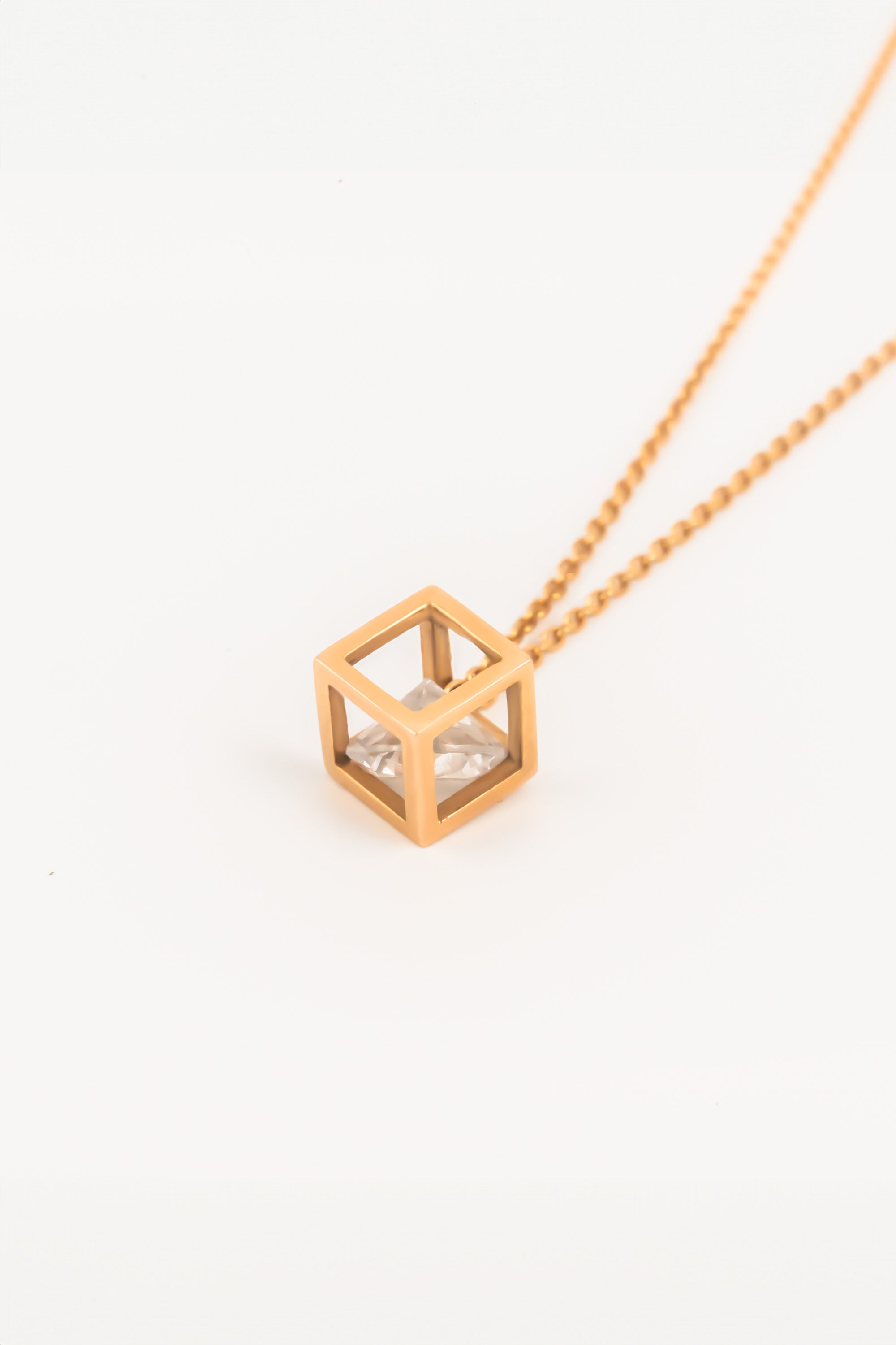 14K Gold Cube Necklace