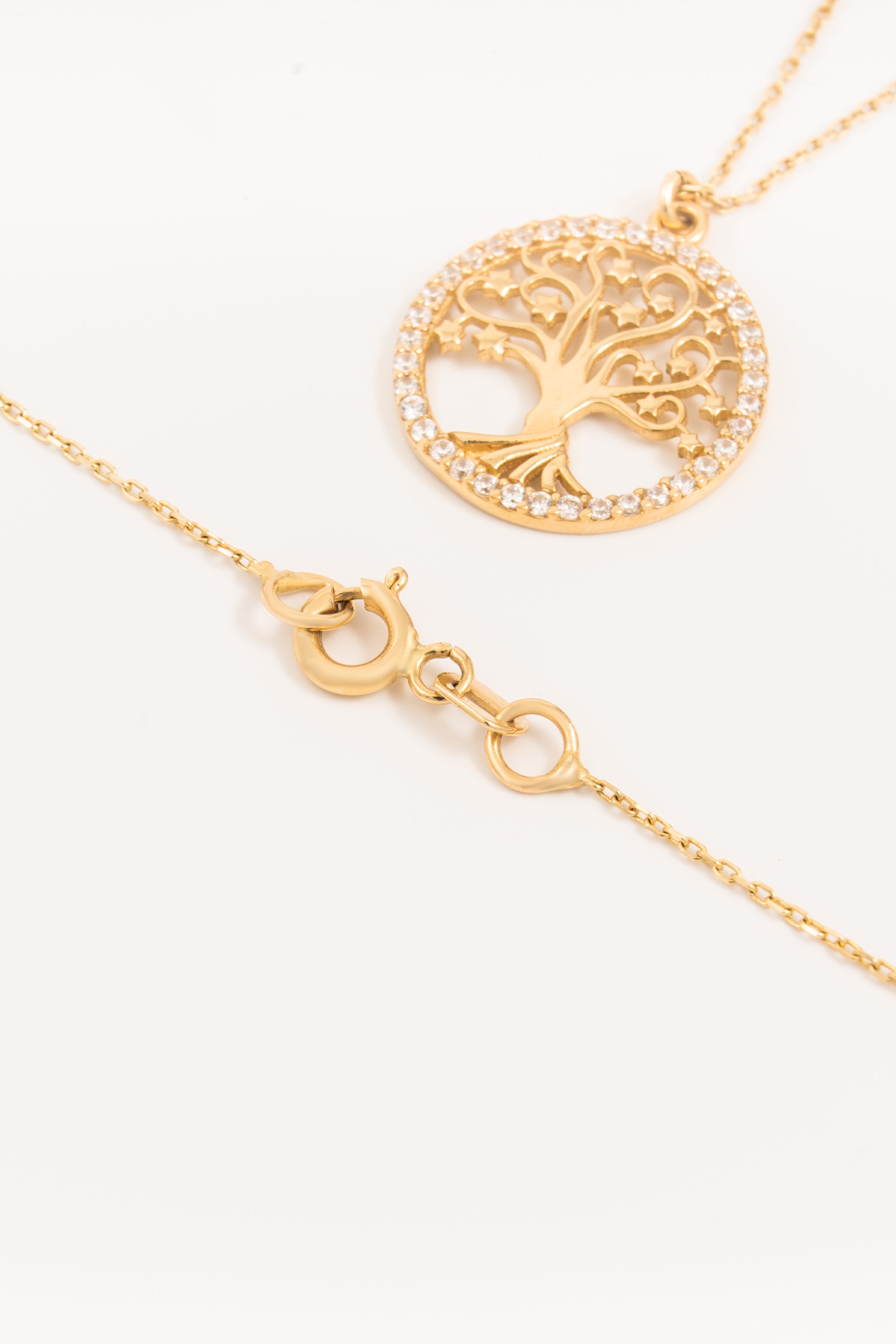 14K Gold Tree of Life Zircon Necklace