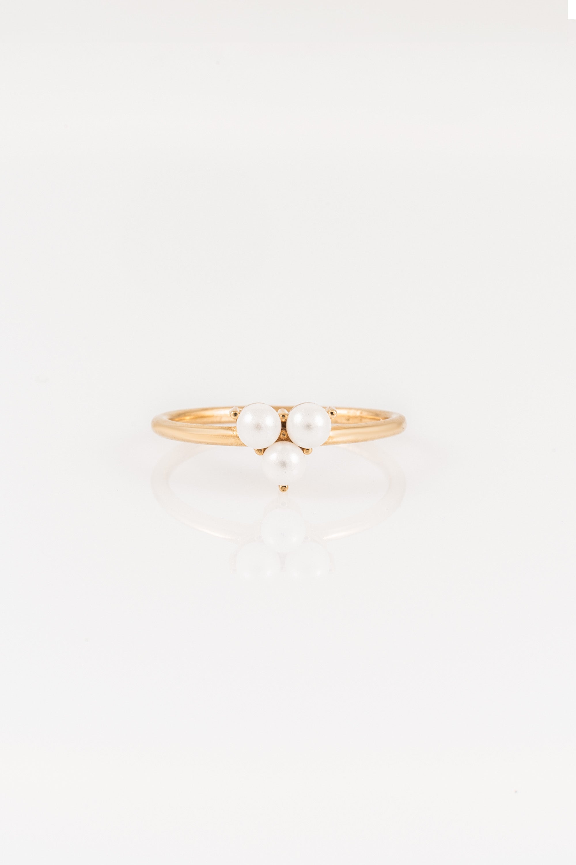 14K Yellow Gold Pearl Cluster Ring