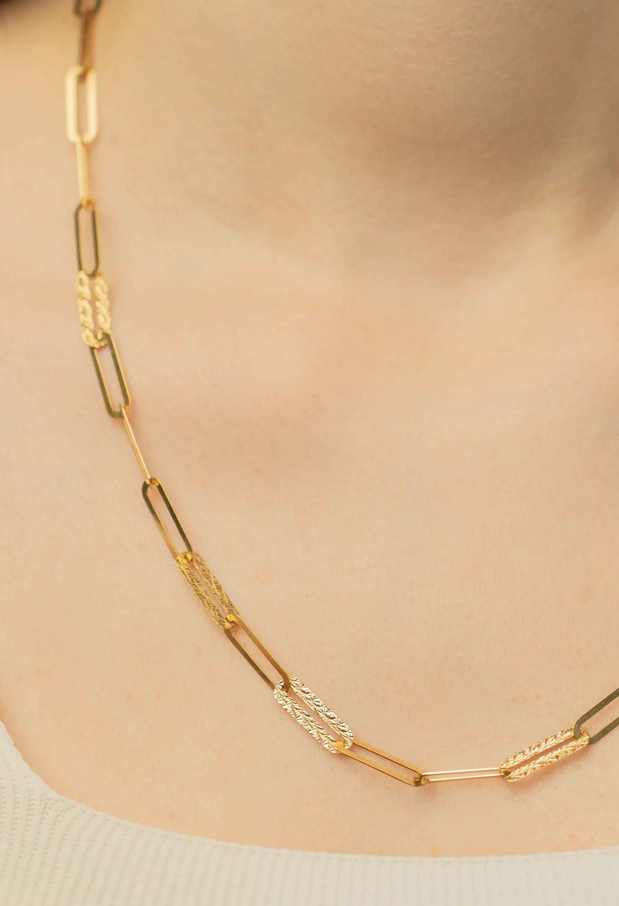 14K Gold Paperclip Chain Necklace