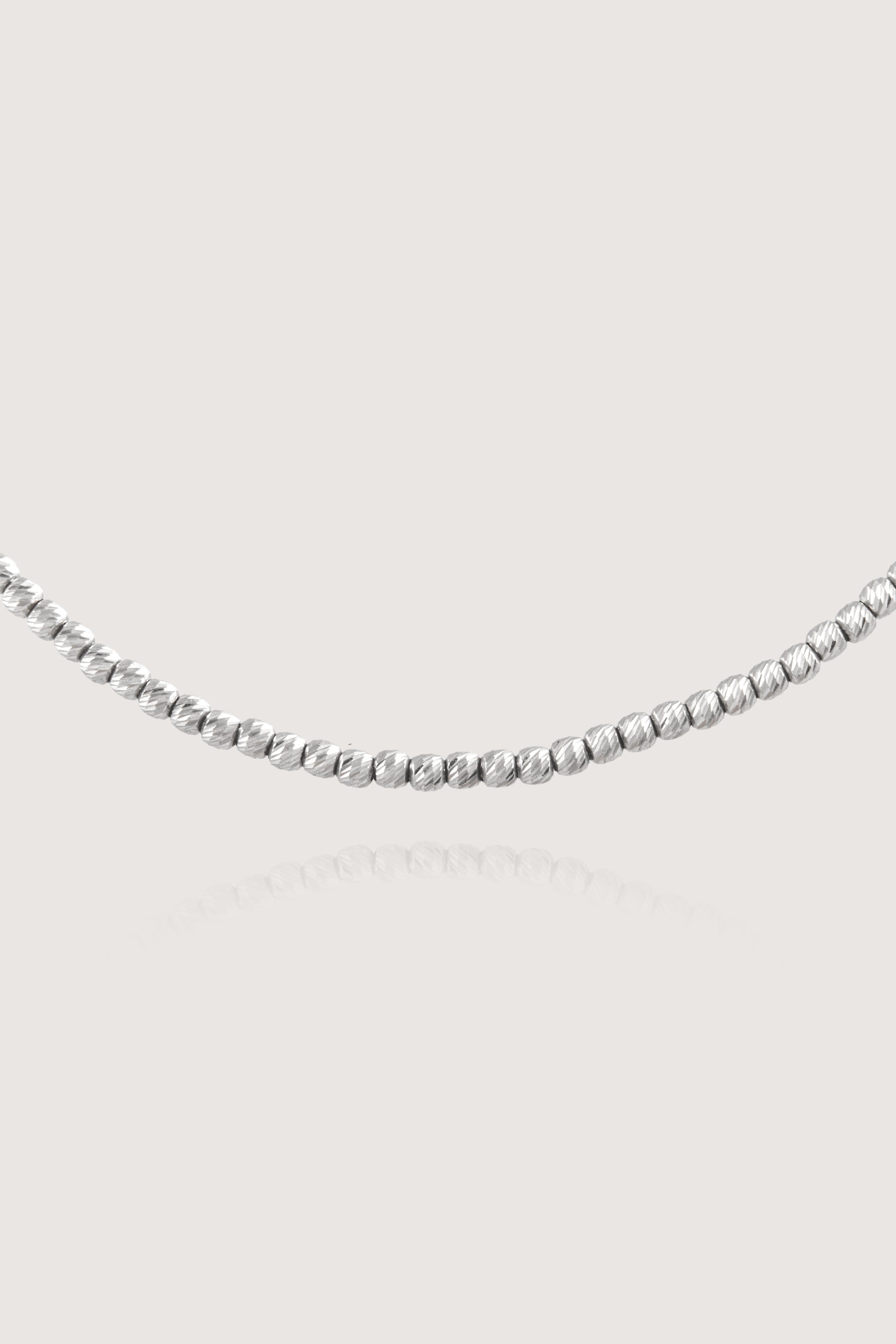 14K White Gold Beaded Chain Necklace