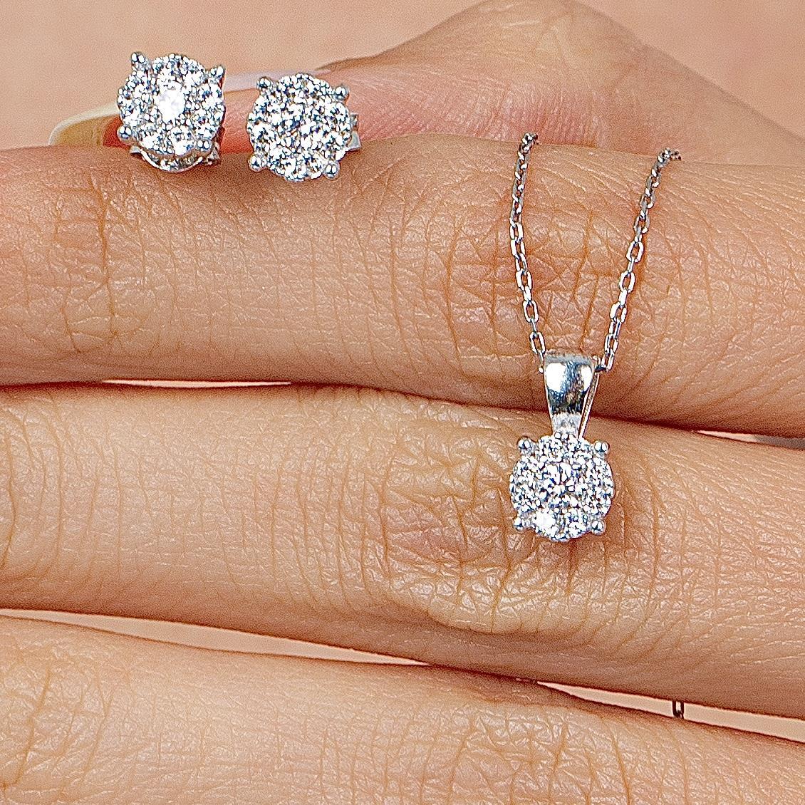 1.50 Carat Zirconia Coronet Solitaire Silver Duo Set