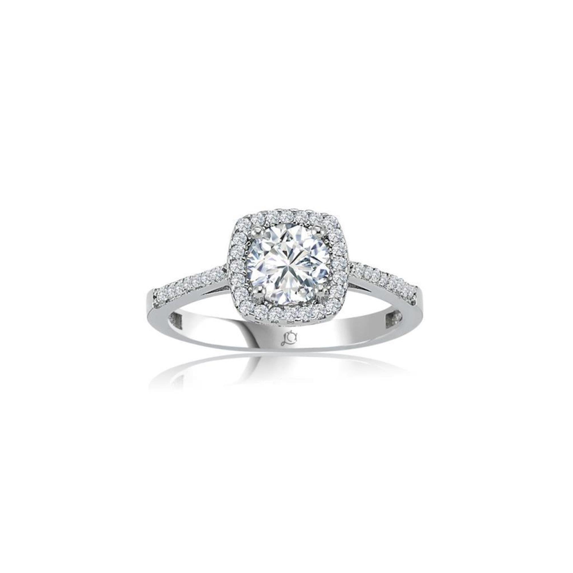1.00 Carat Square Solitaire Silver Ring