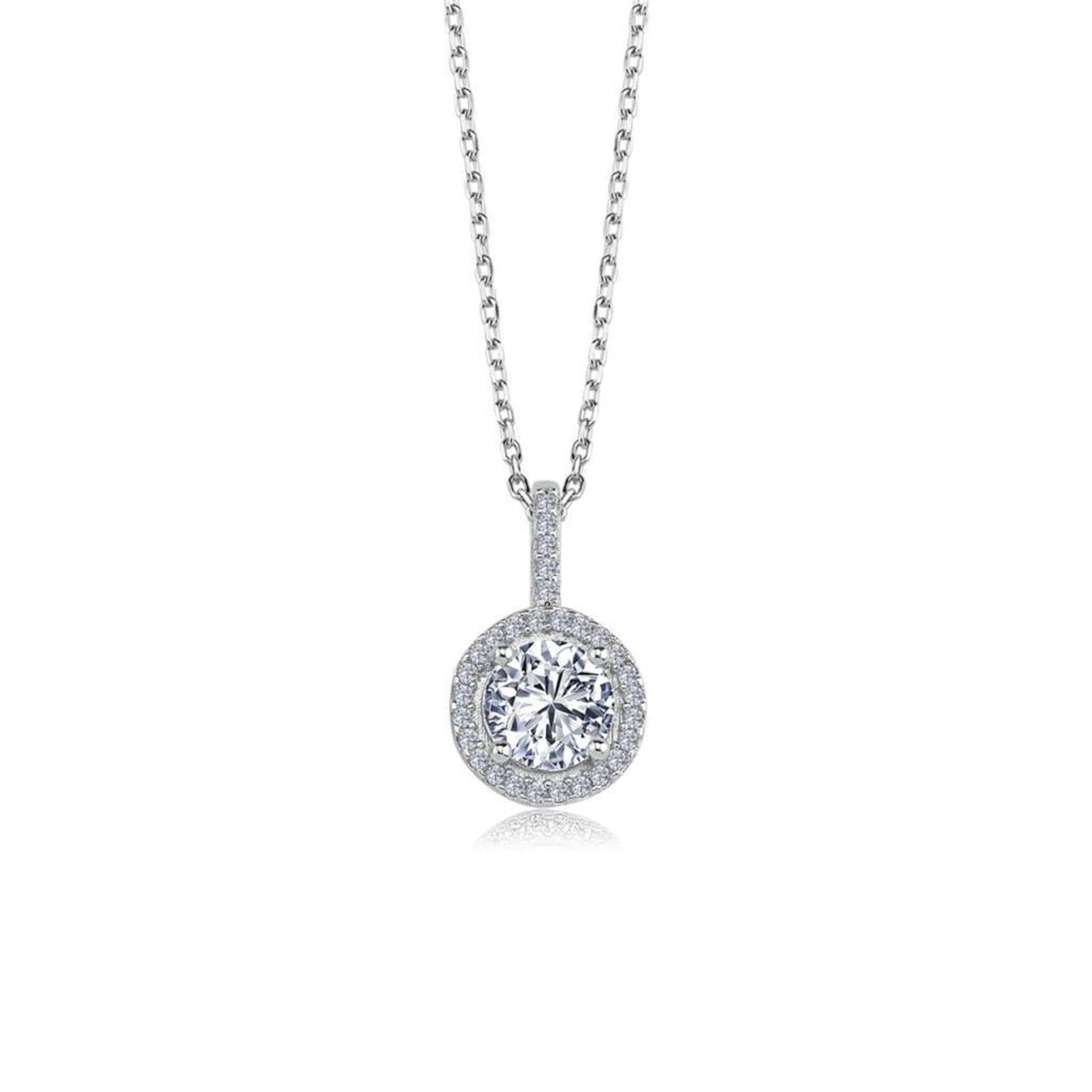 1.00 Carat Oval Silver Solitaire Necklace
