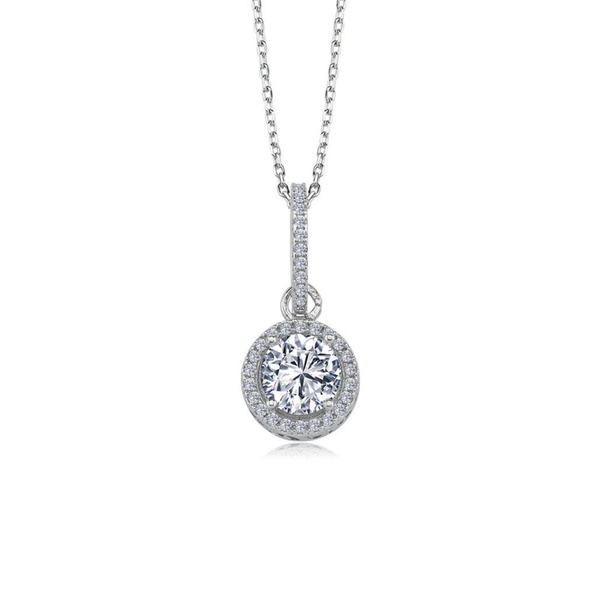 2.00 Carat Oval Solitaire Silver Necklace