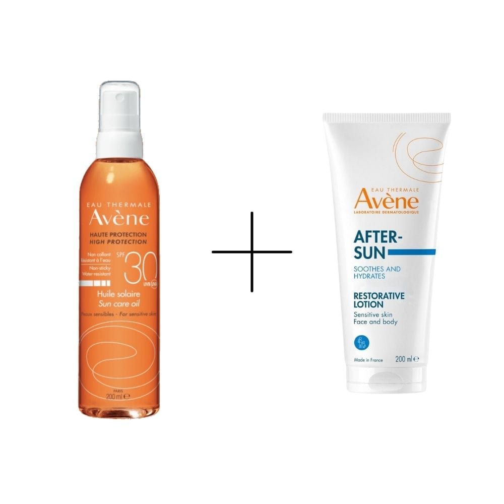 Avène Huile Solaire Sun Care Oil Spf 30 200 ml / 6.8 fl oz Tanning Oil + Avène After Sun After Sun Care Lotion 200 ml / 6.8 fl oz