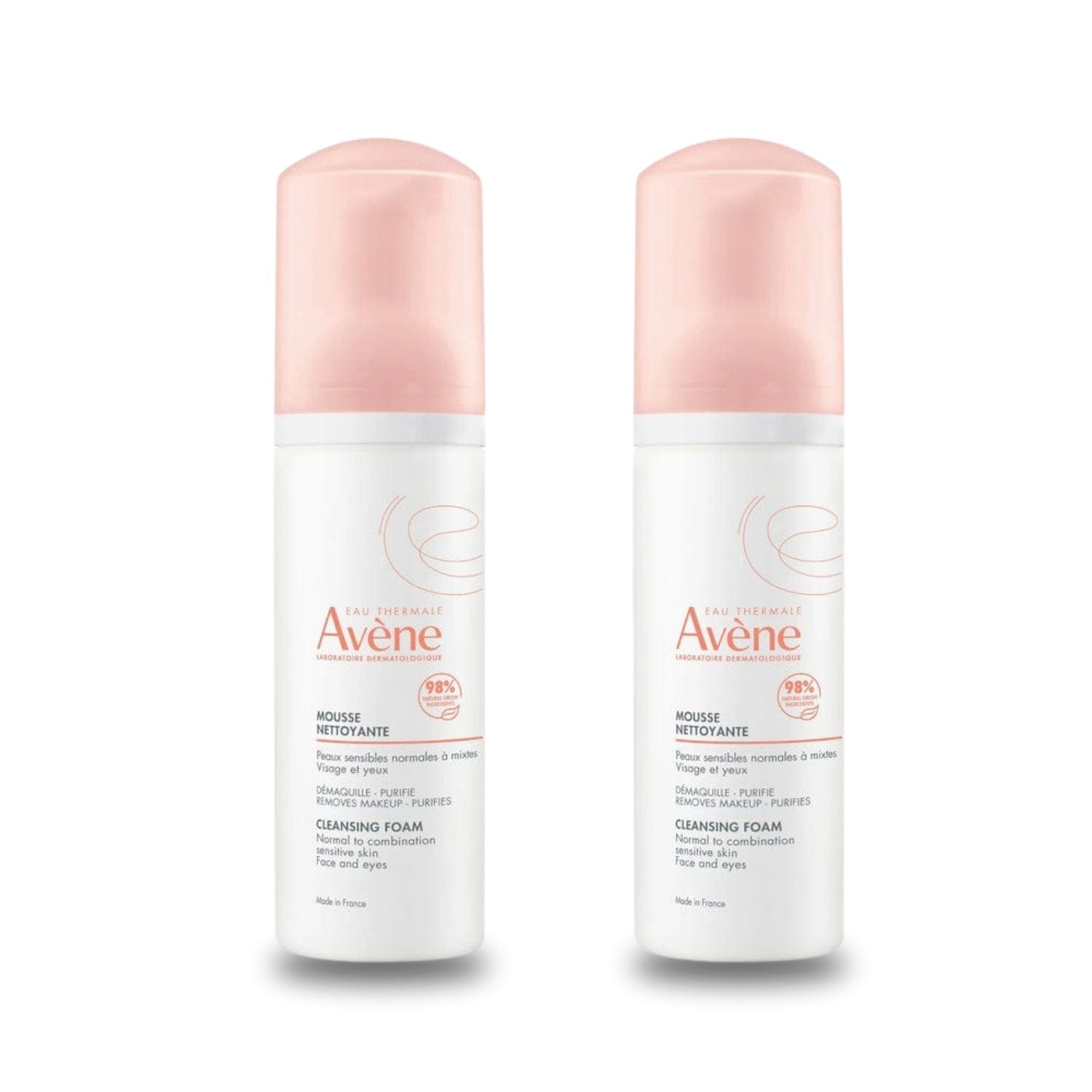 Avène Mousse Nettoyante Cleansing Foam 150 ml / 5.1 fl oz (2-Pack)