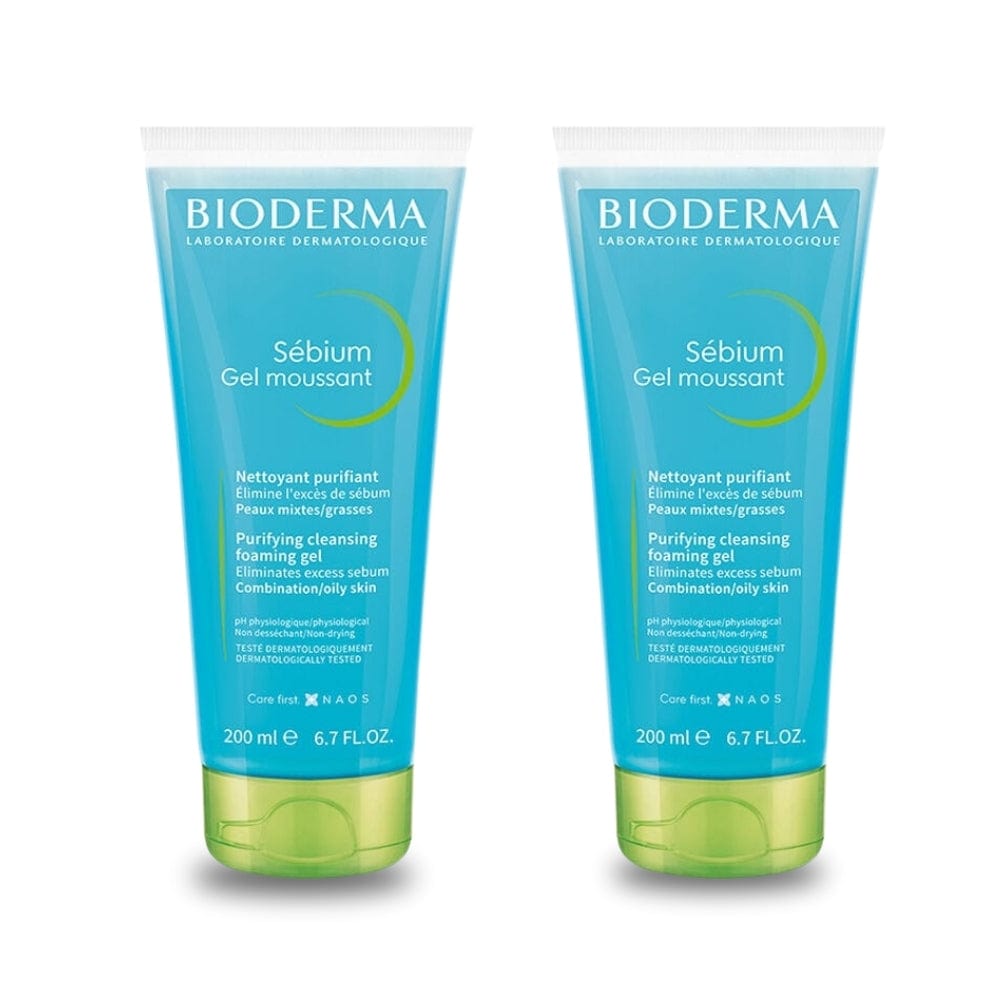 Bioderma Sebium Foaming Cleansing Gel 200 ml / 6.8 fl oz (2-Pack)