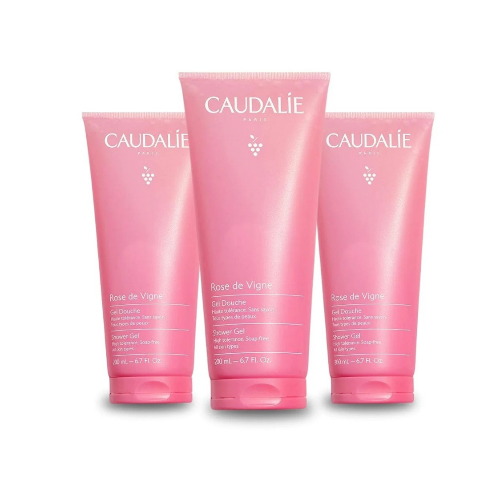 Caudalie Rose de Vigne Shower Gel 200 ml / 6.8 fl oz (3-Pack)