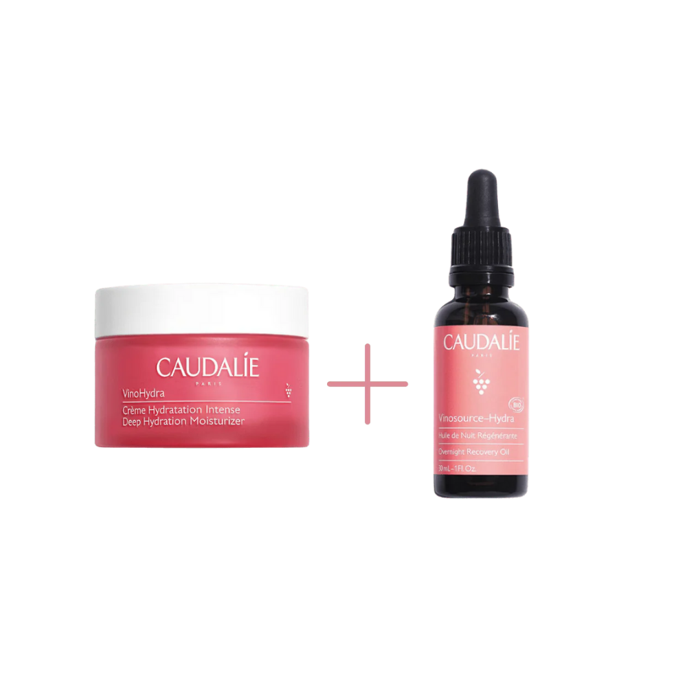 Caudalie VinoHydra Intensive Moisturising Care Cream 50 ml / 1.7 fl oz+ Caudalie Vinosource Hydra Overnight Recovery Oil 30 ml / 1 fl oz