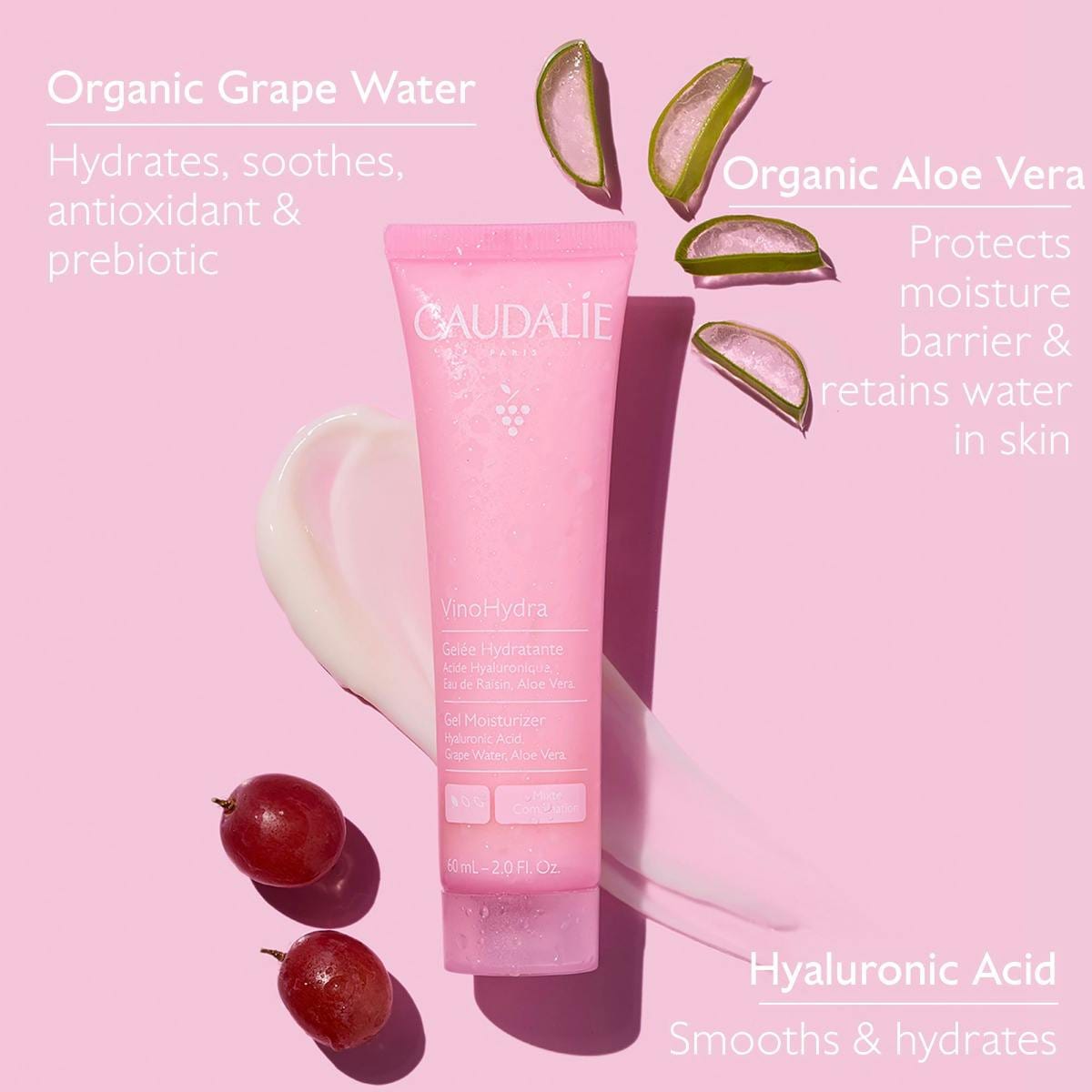 Caudalie Vinosource-Hydra Gel Moisturizer with Hyaluronic Acid + Aloe Vera 60 ml / 2 fl oz