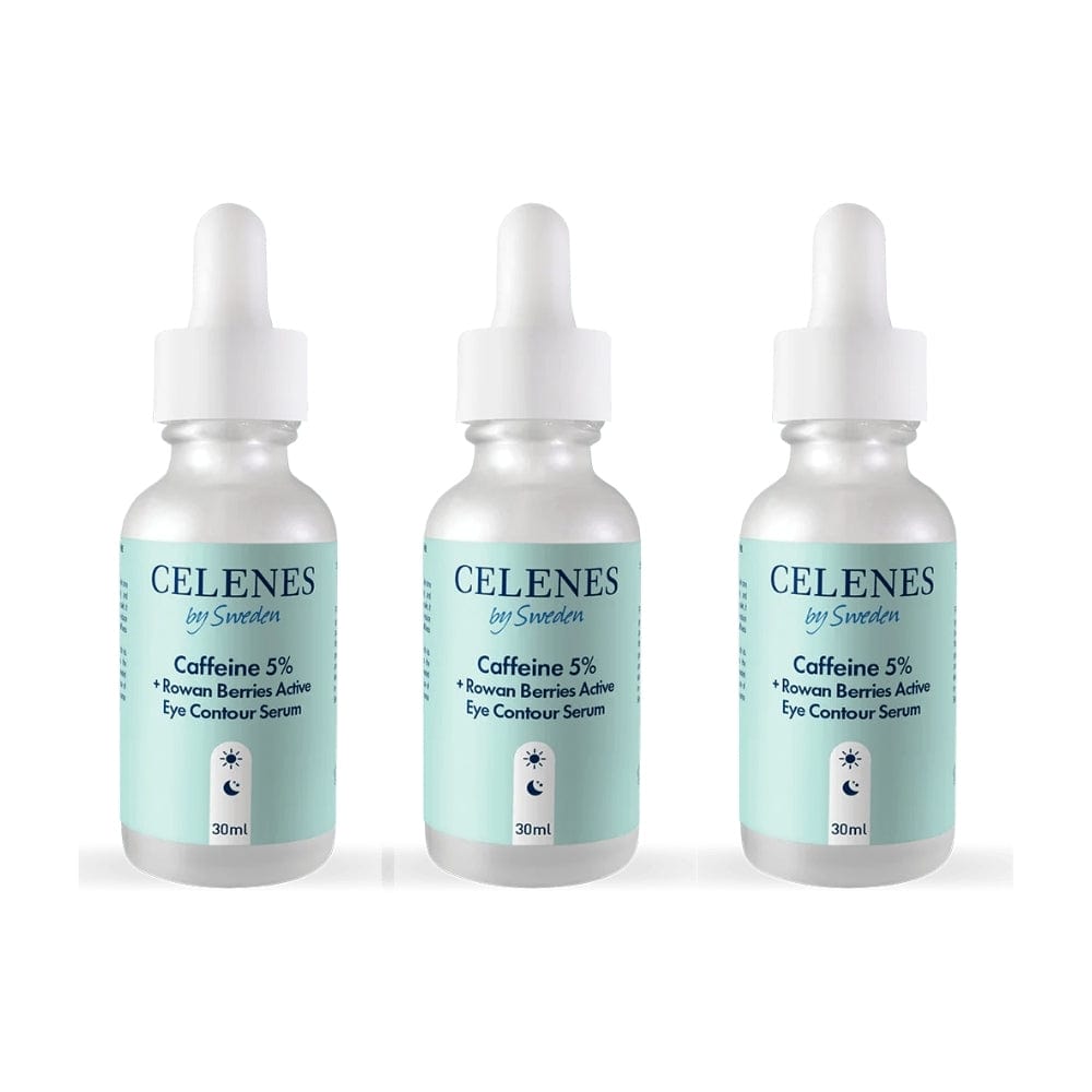 Celenes by Sweden Rena Caffeine 5% + Rowan Berries Active Eye Contour Serum 30 ml / 1 fl oz (3-Pack)