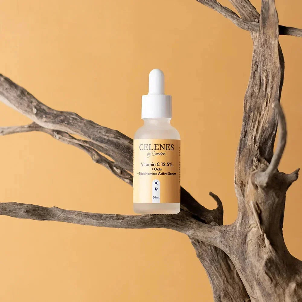 Celenes by Sweden Rena Vitamin C 12.5% + Oats + Niacinamide Active Serum 30 ml / 1 fl oz (2-Pack)