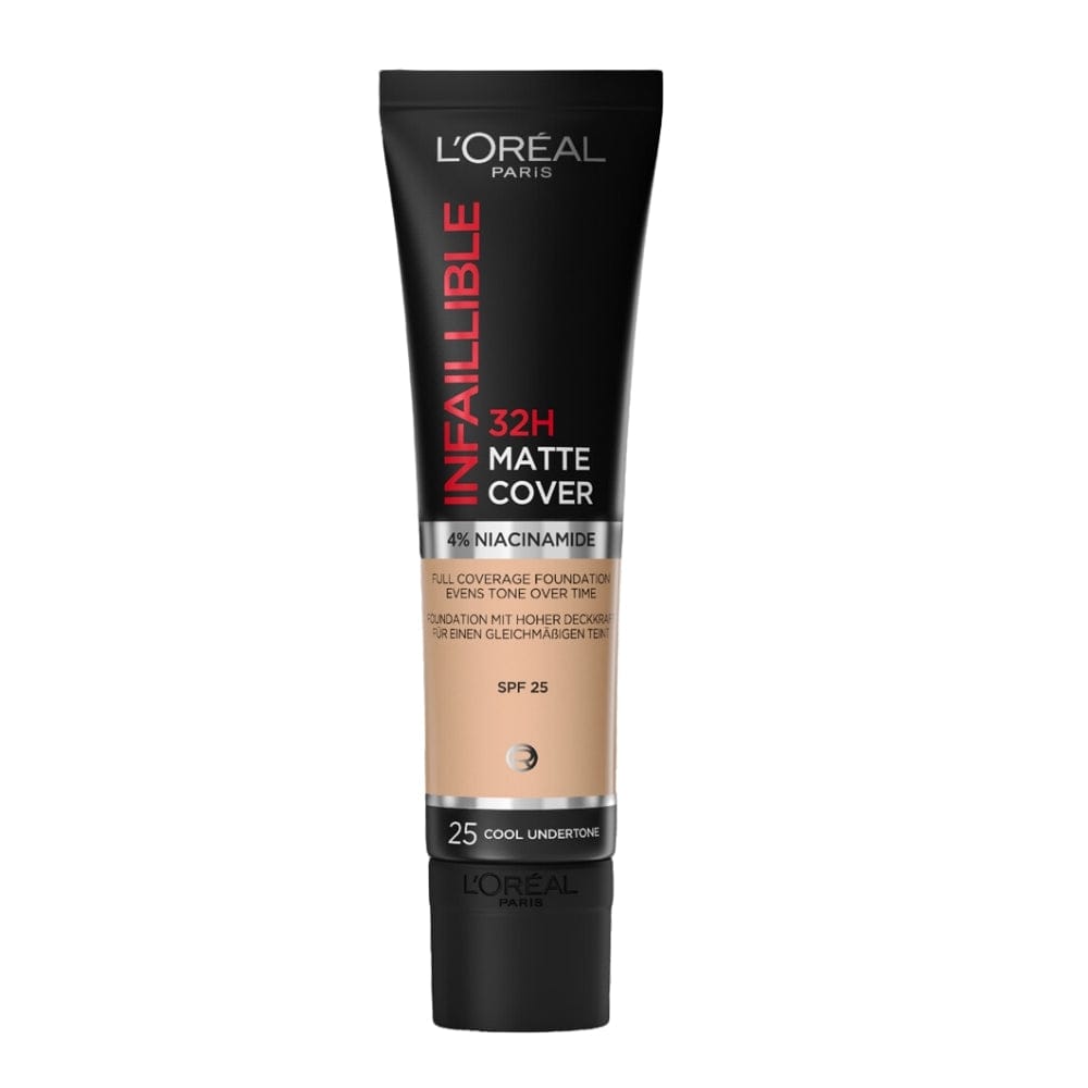 A tube of L'Oreal's long-lasting matte foundation with a cool undertone.