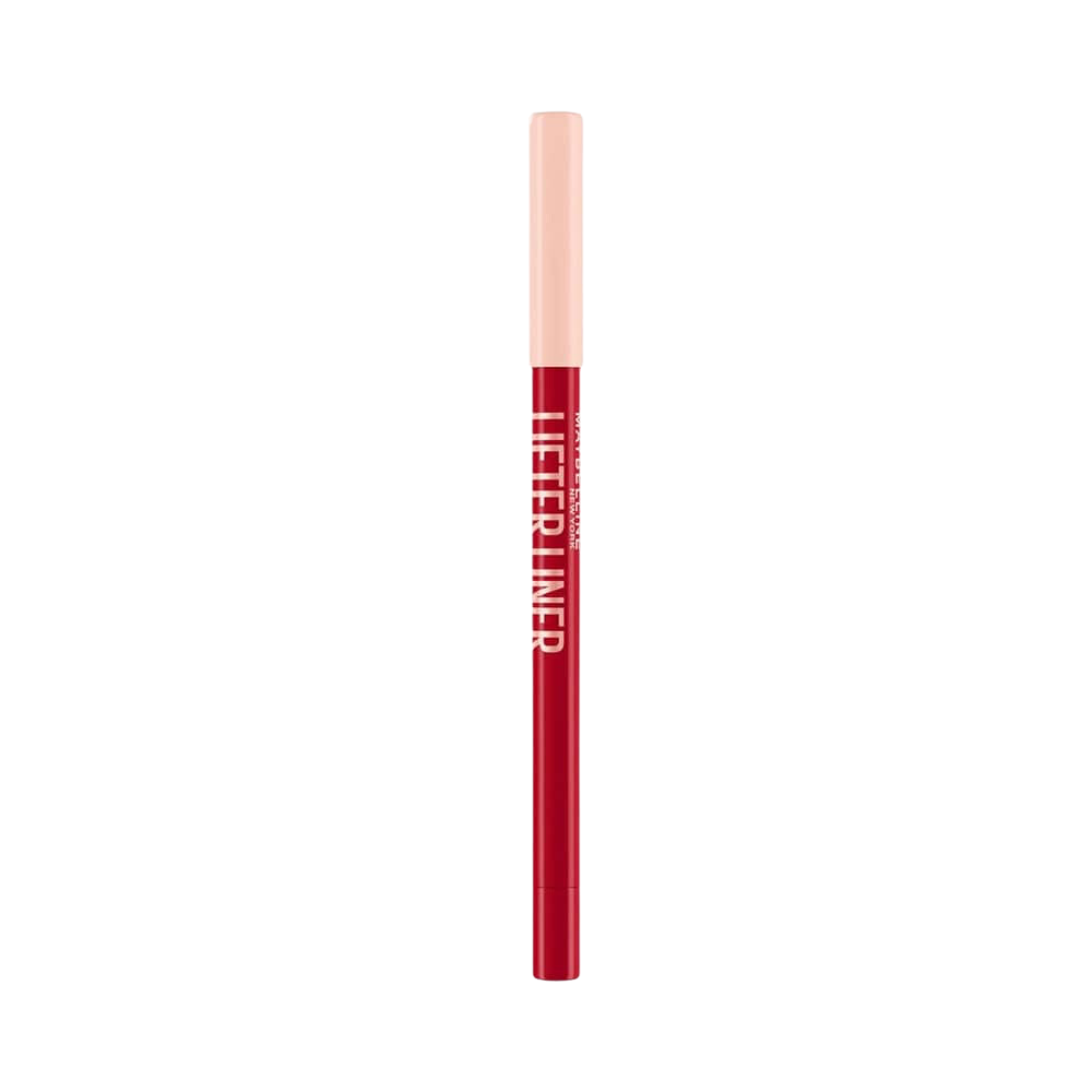 A sleek, black lip liner pencil with a soft pink tip, labeled 'Main Character' in shiny silver.