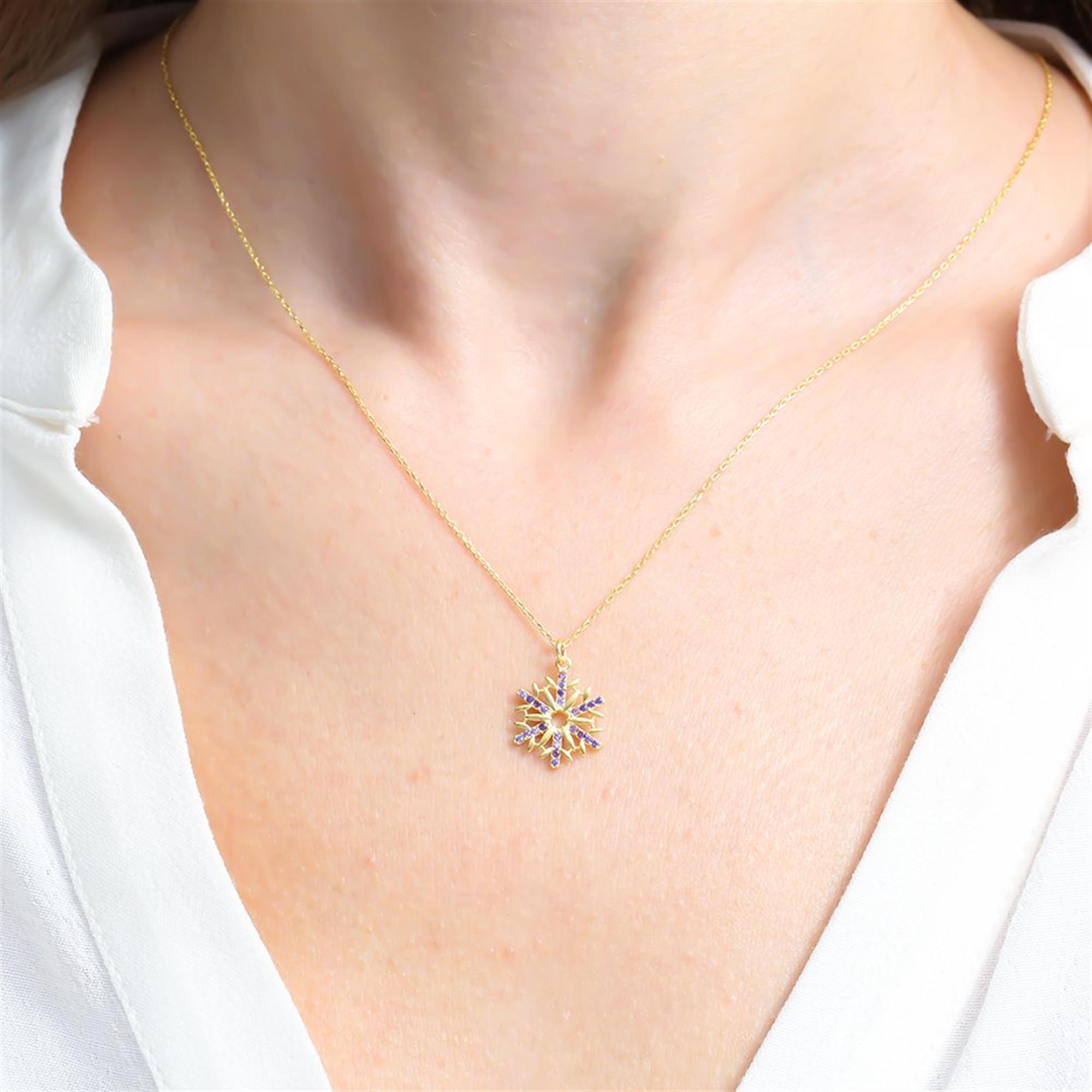 Amethyst Snowflake Gold Plated Necklace