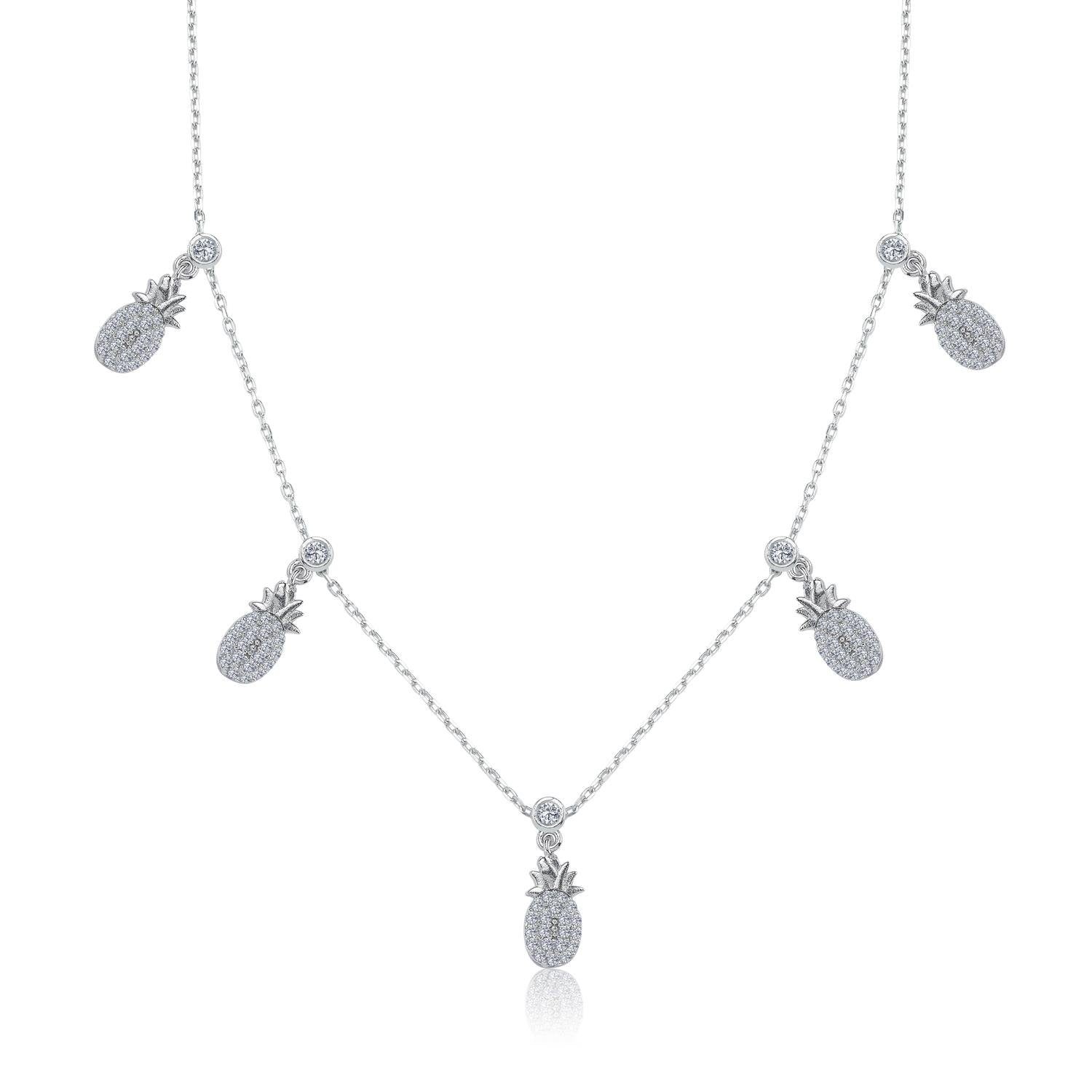 Pineapple Basket Luck Choker Silver Necklace