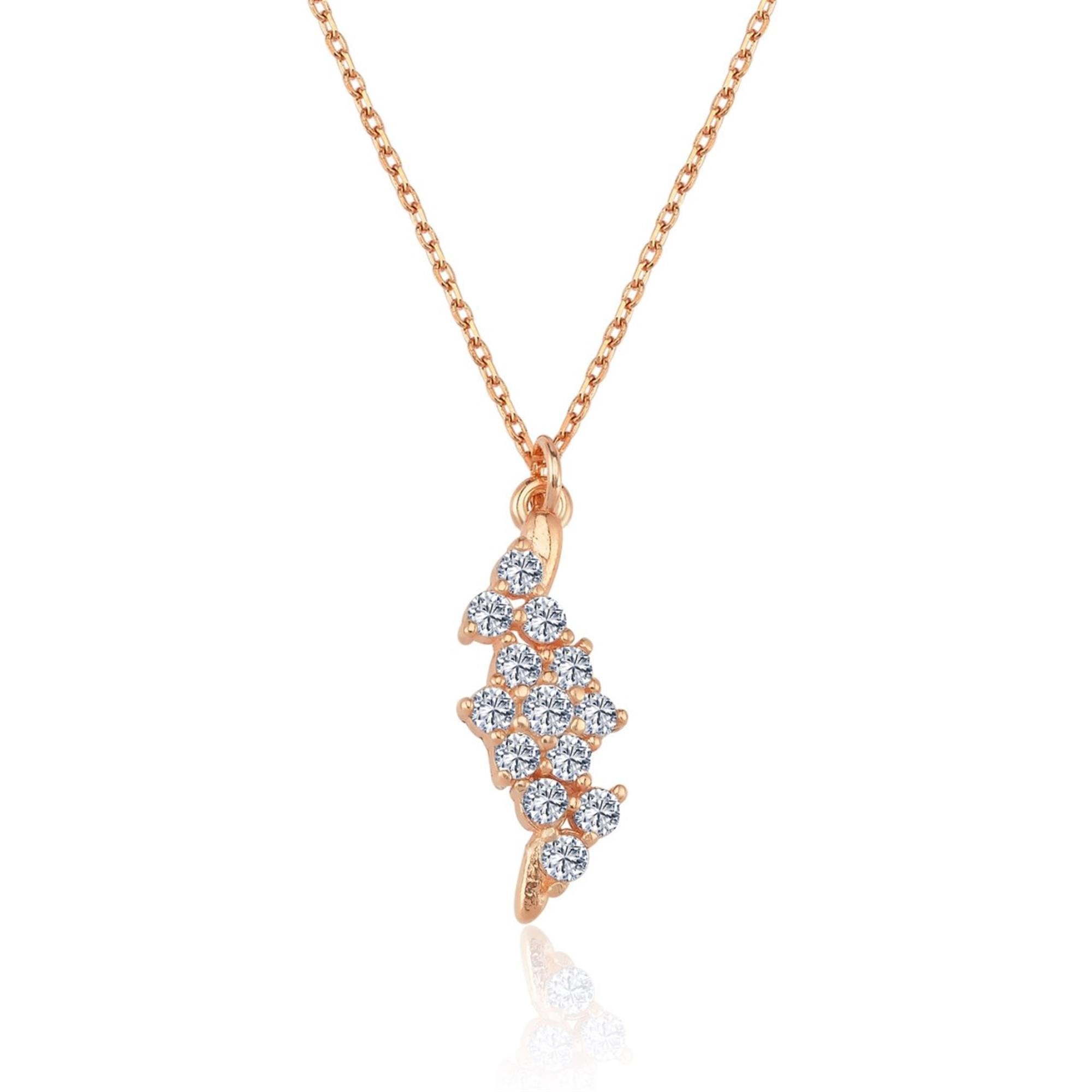 Asymmetric Sparkle Rose Gold Drop Necklace