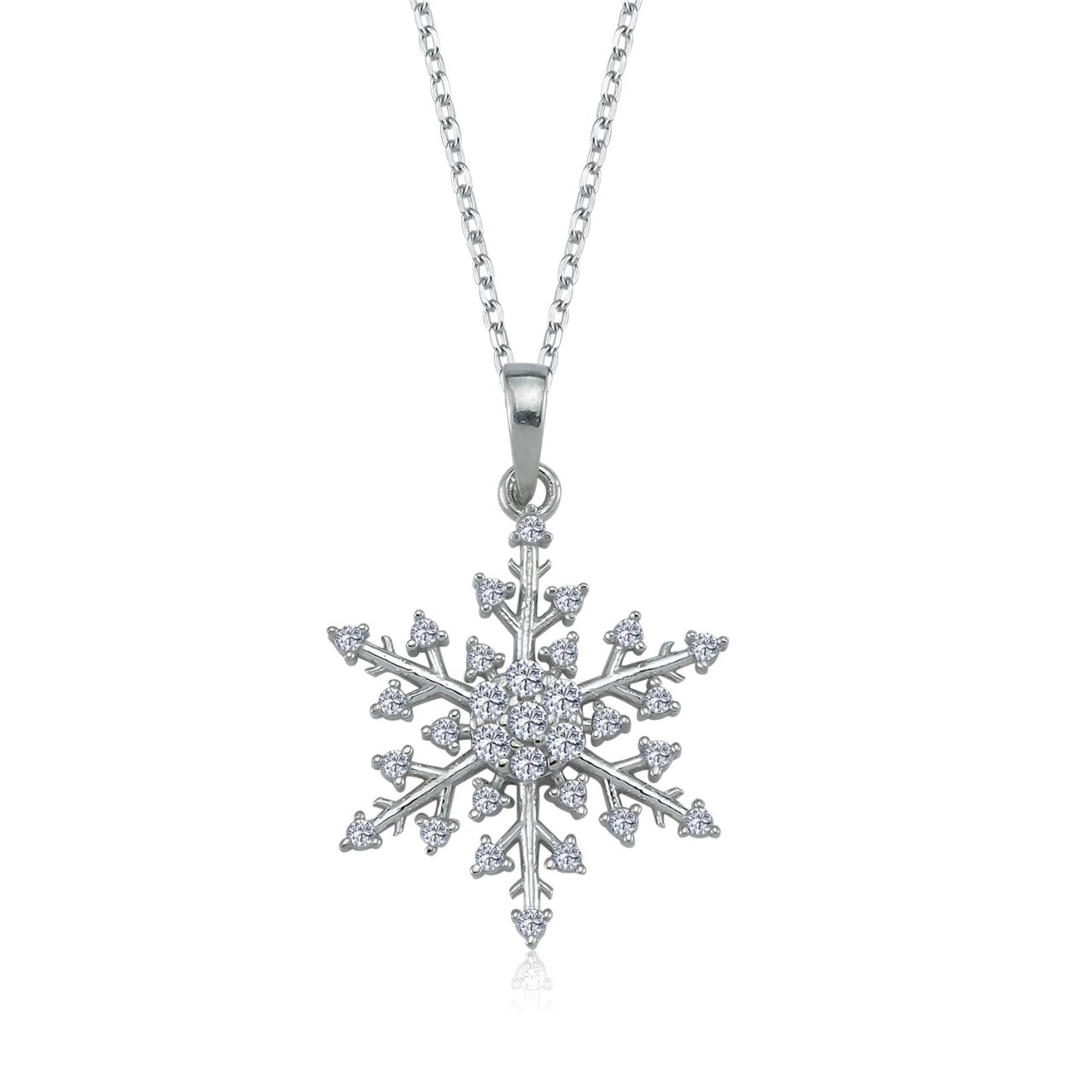 Love Crystal Snowflake Silver Necklace