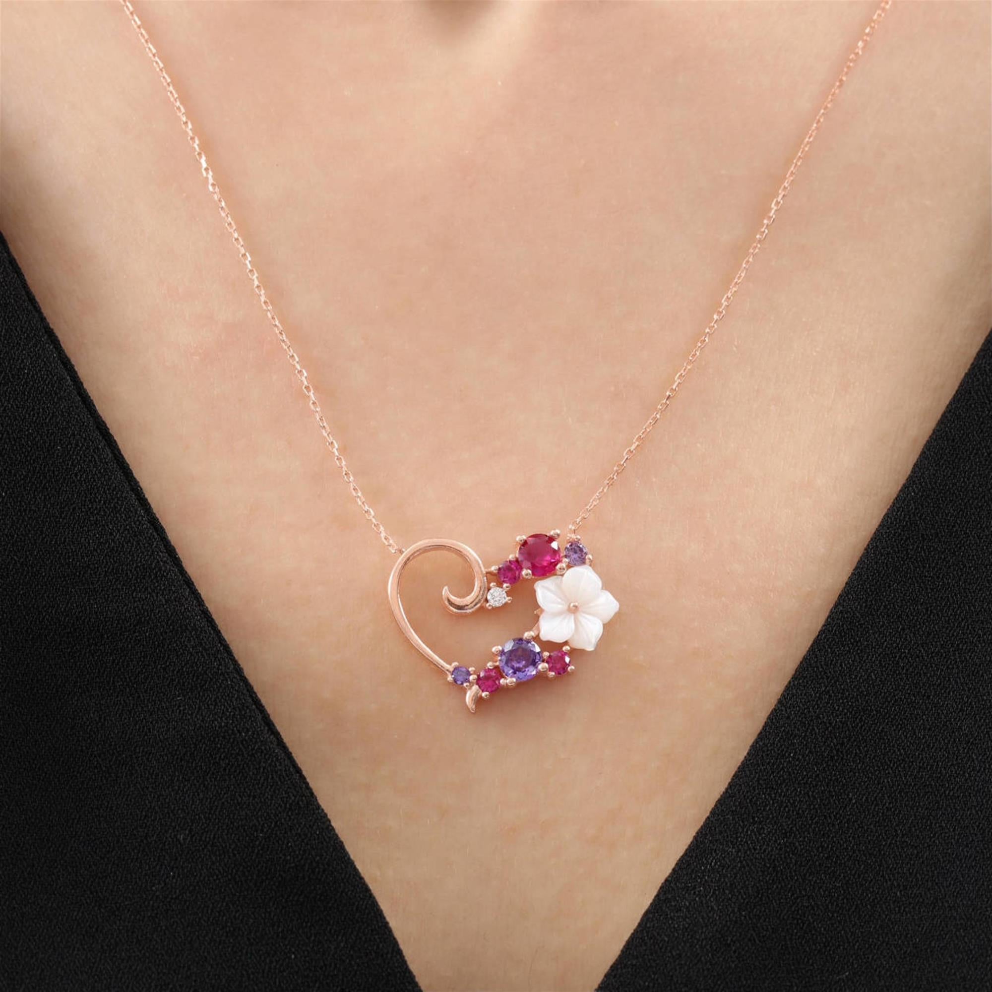 Magnolia Flowers Love Symphony Rose Gold Necklace