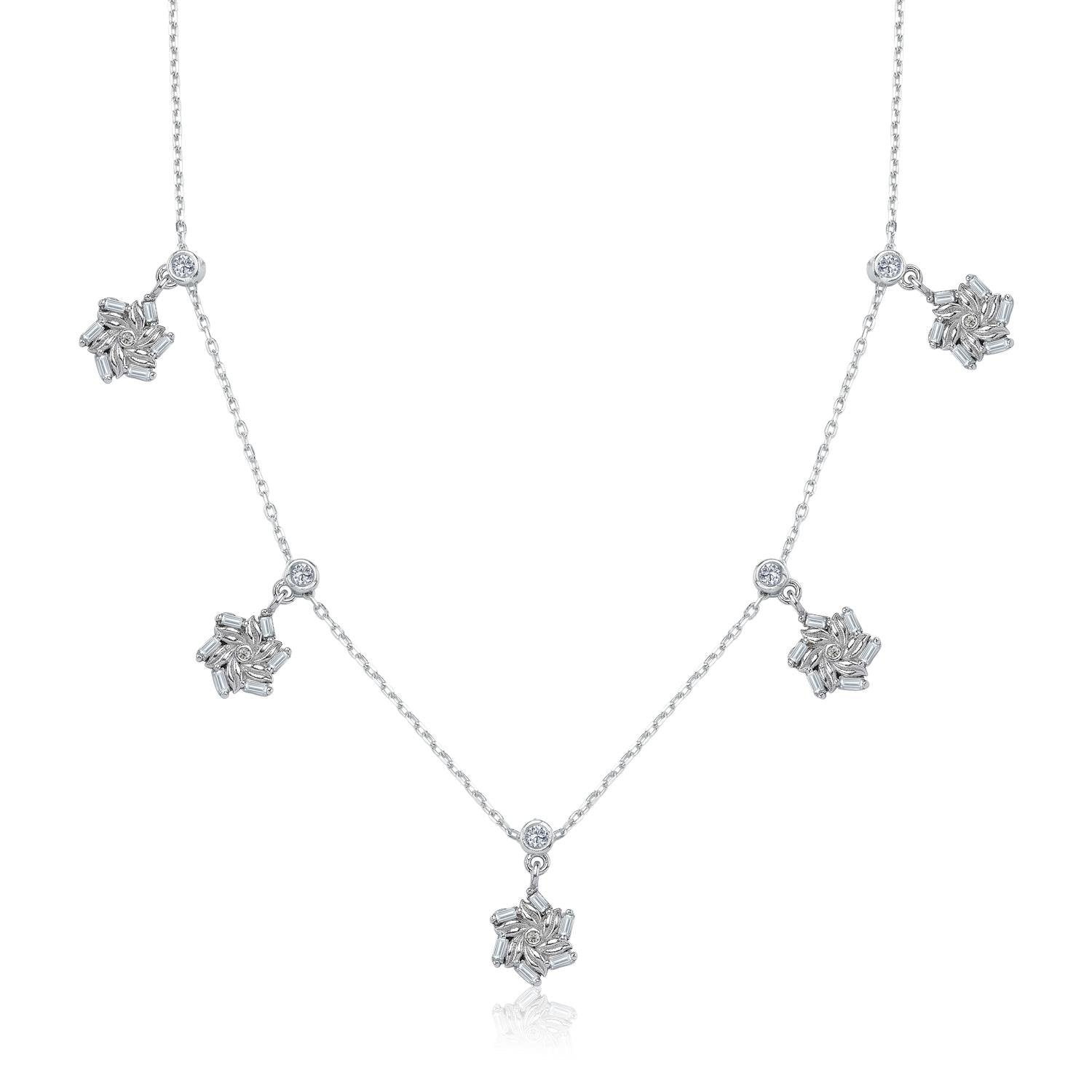 Baguette Loop Lucky Silver Choker Necklace