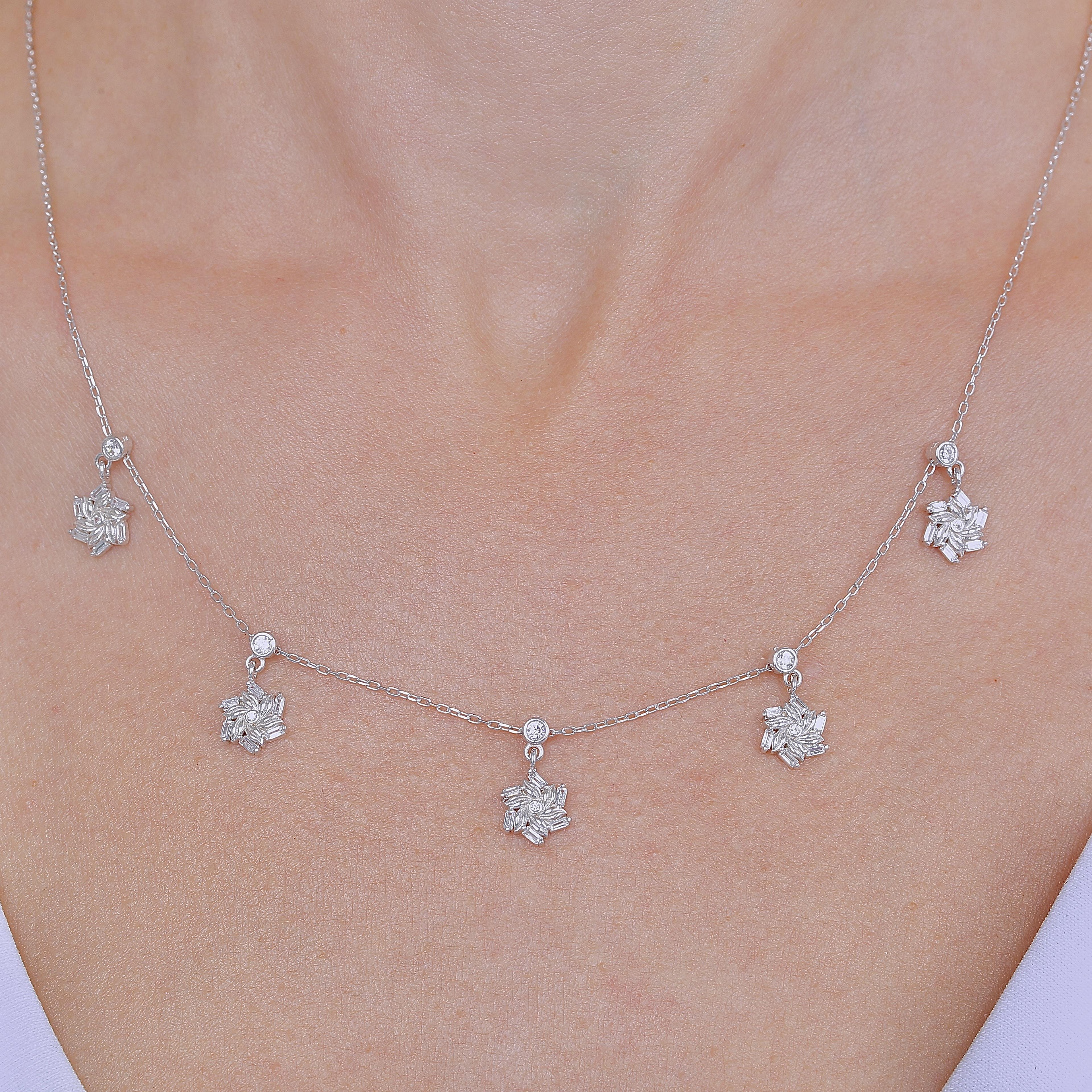 Baguette Loop Lucky Silver Choker Necklace