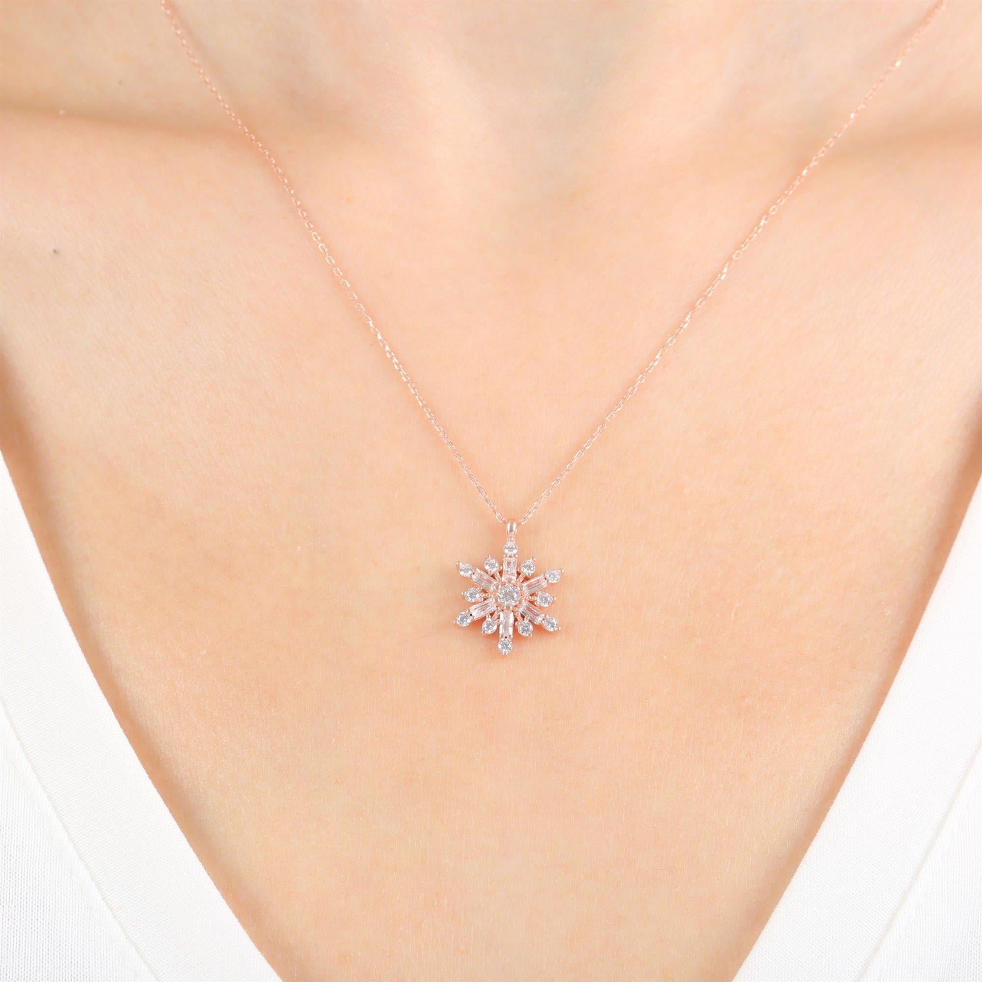 Baguette Snow Crystal Silver Necklace