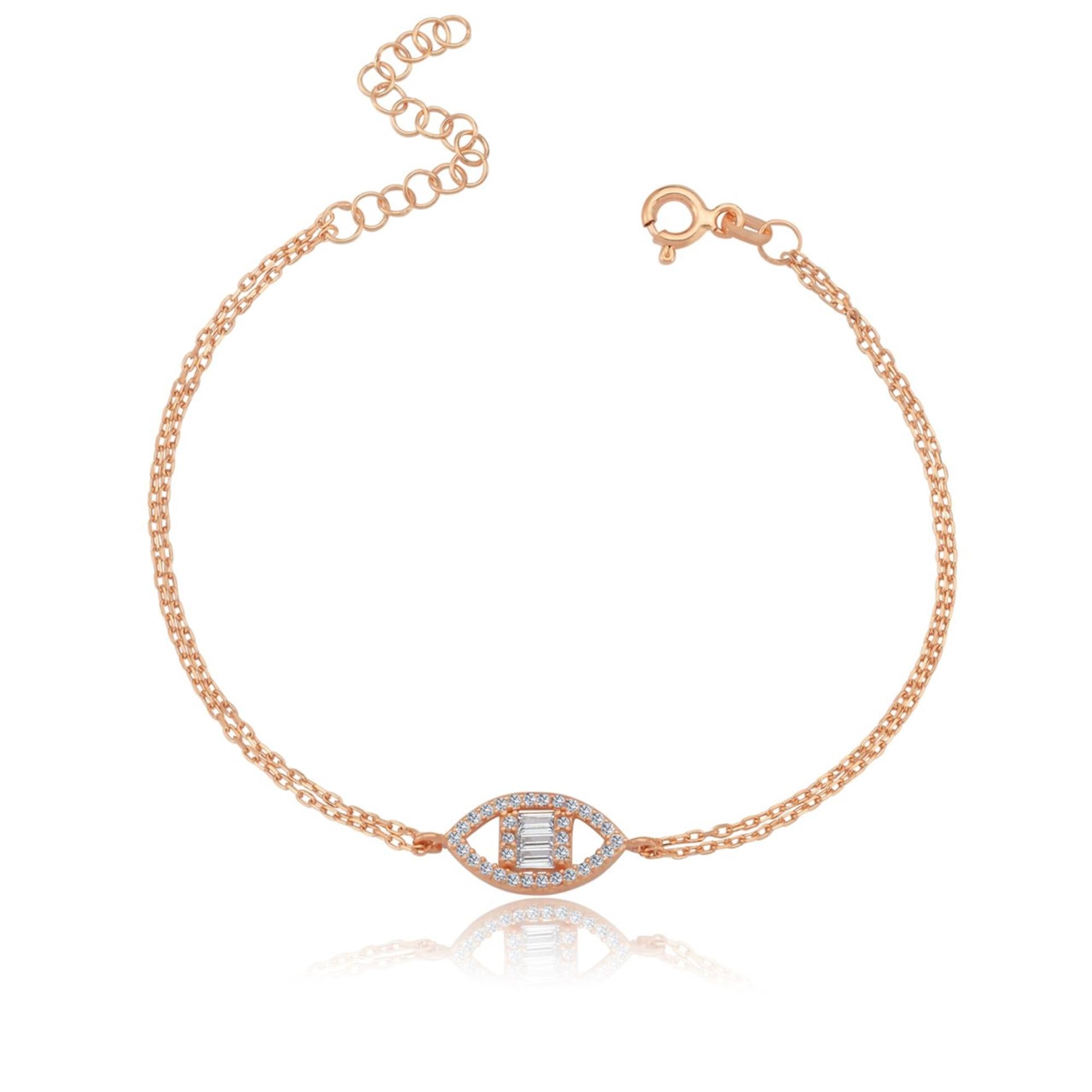 Oval Marquise Baguette Rose Gold Bracelet