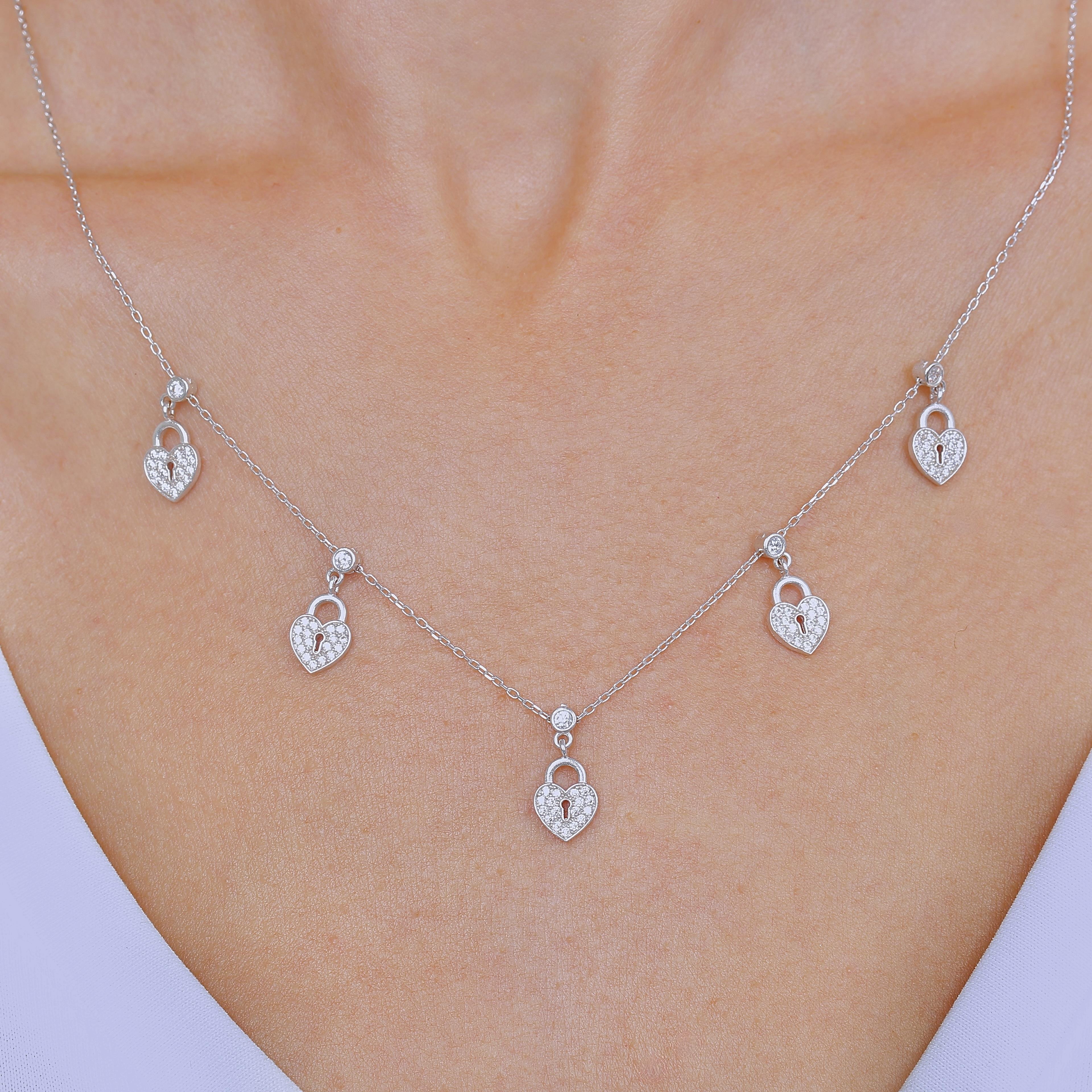 Tied Hearts Lucky Silver Choker Necklace
