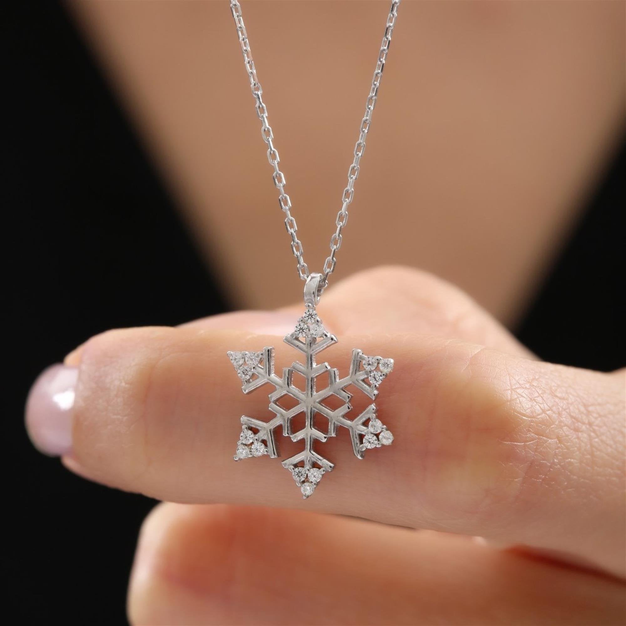 Commitment Crystal Snowflake Silver Necklace