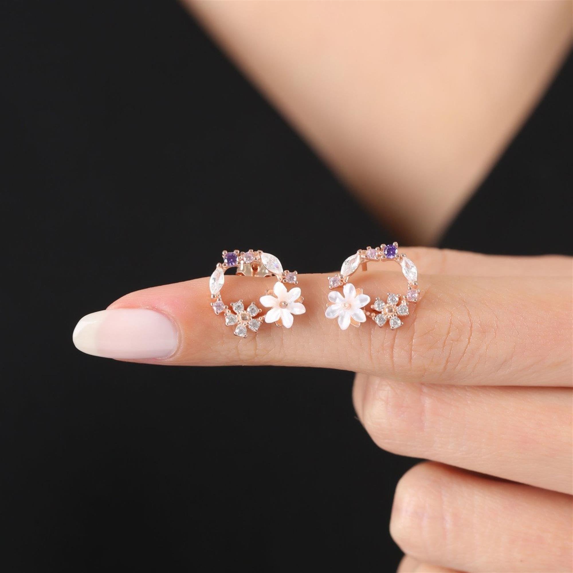 Magnolia Flowers Silver Earrings