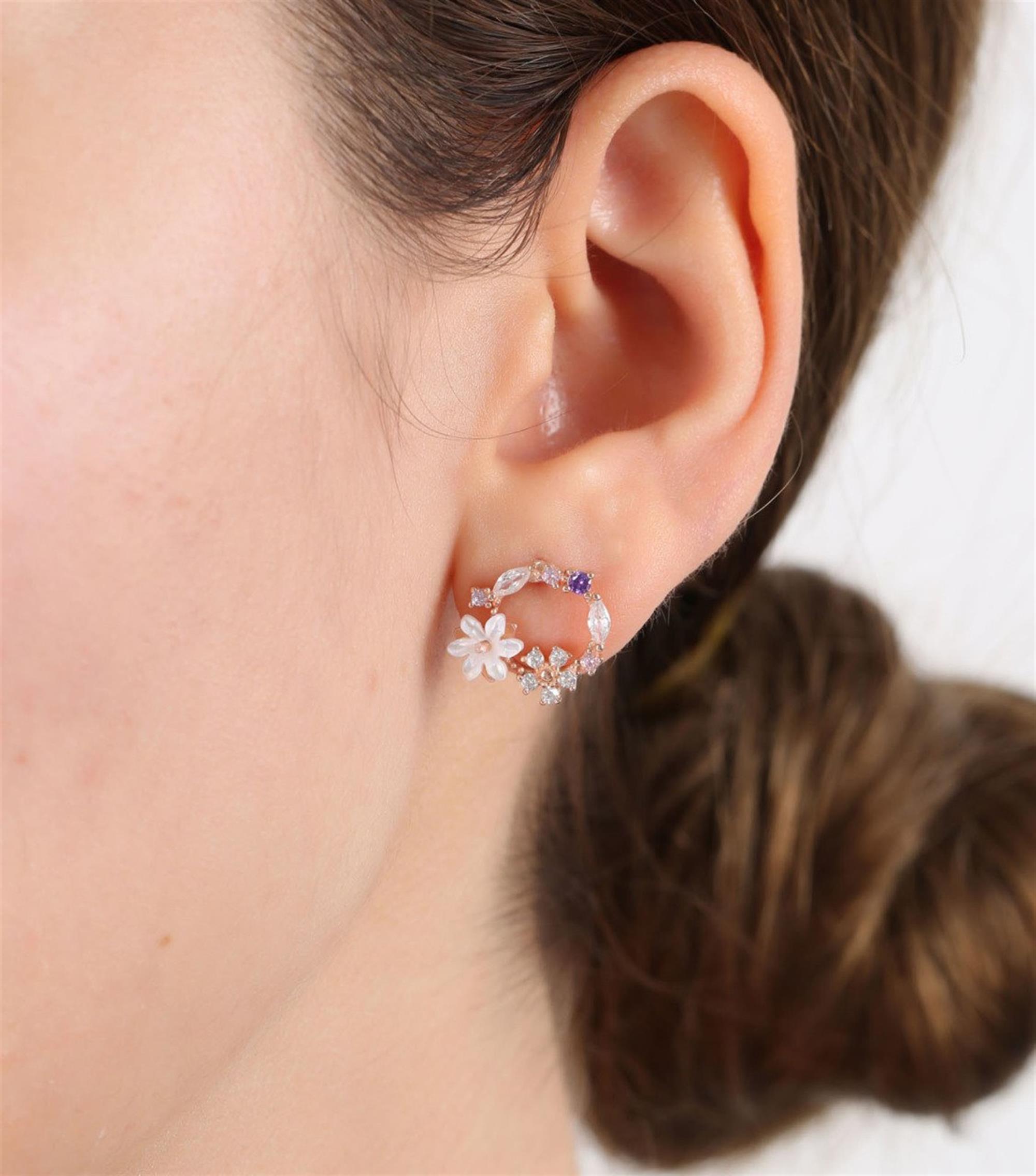 Magnolia Flowers Silver Earrings